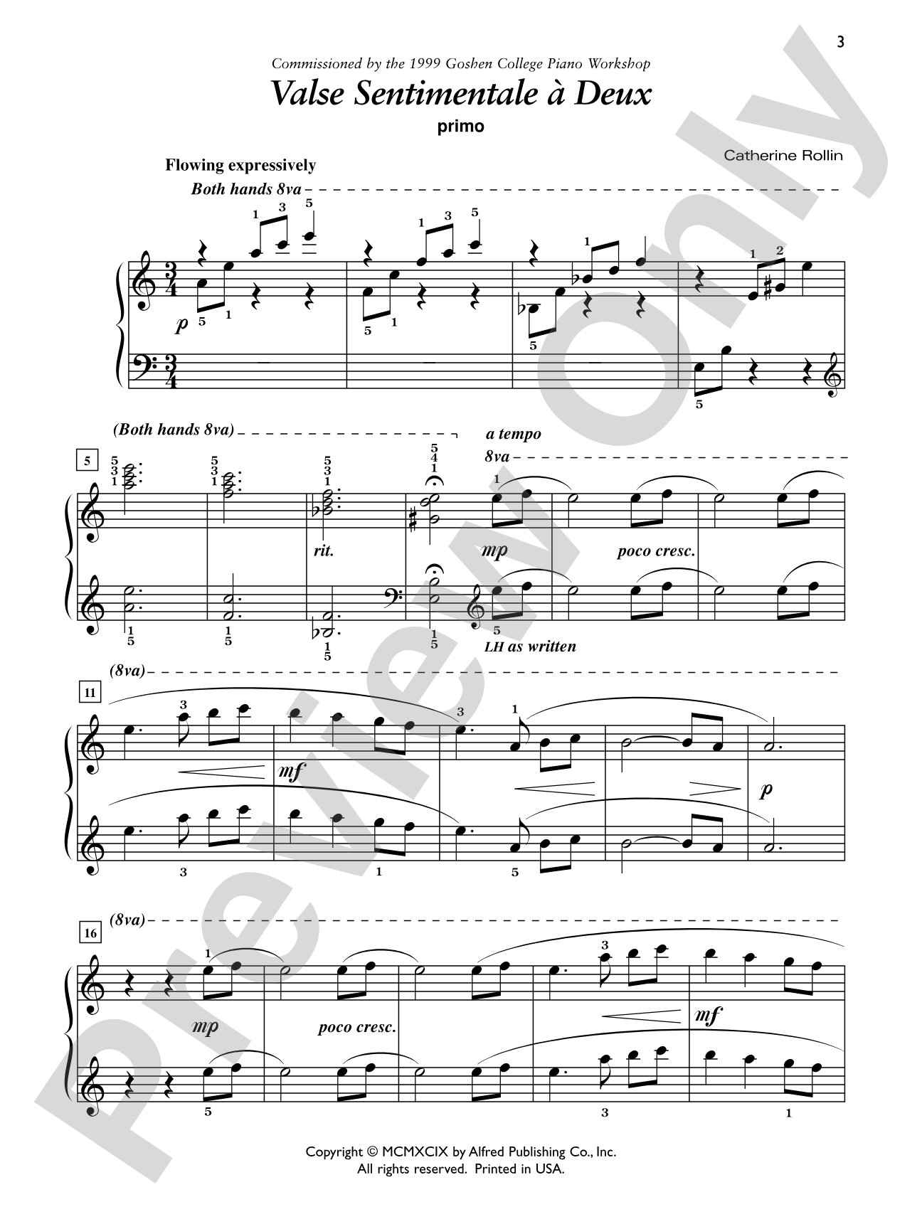 Valse Sentimentale à Deux - Piano Duet (1 Piano, 4 Hands): Piano Duets & Four Hands