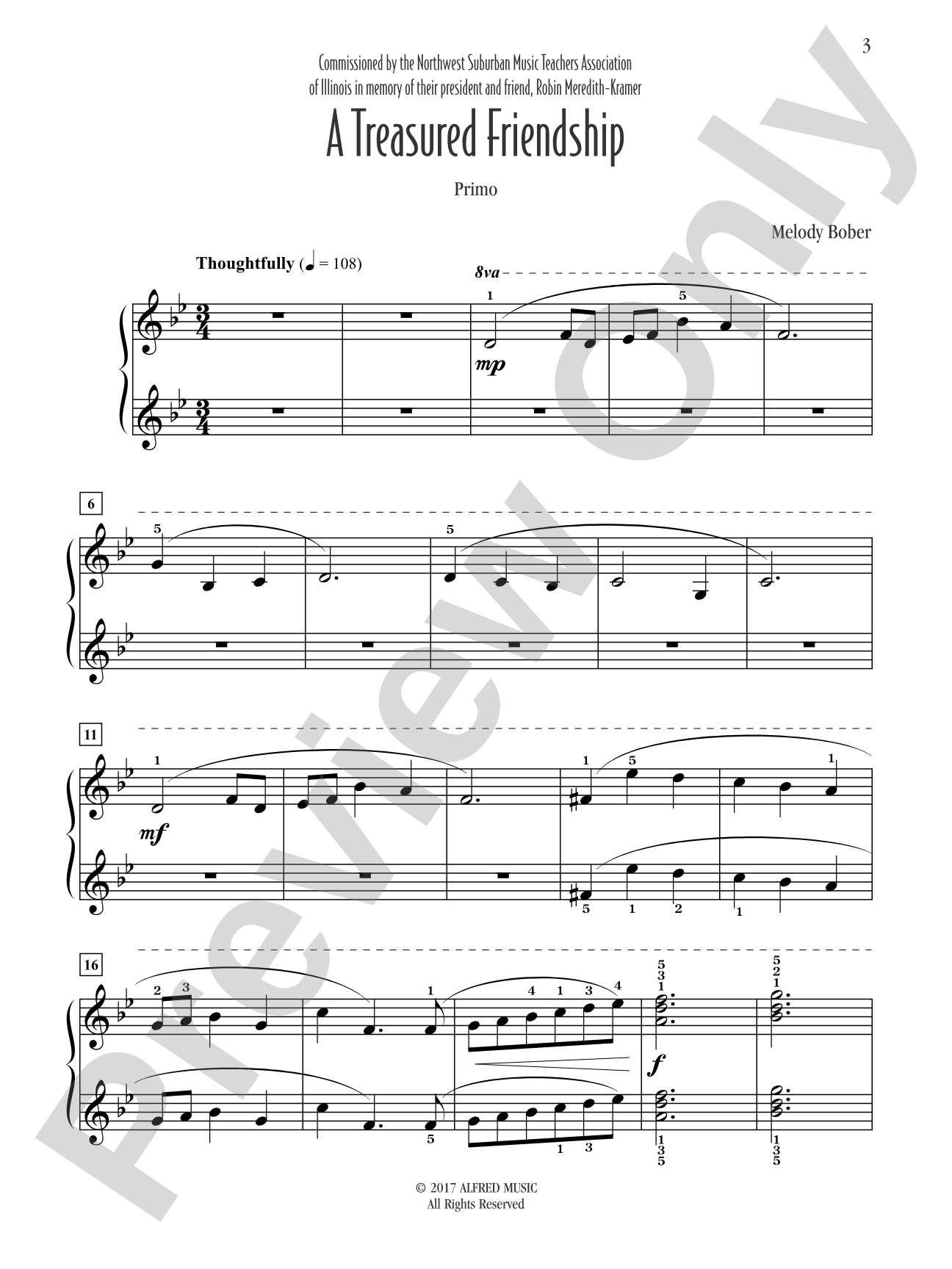 A Treasured Friendship - Piano Duet (1 Piano, 4 Hands): Piano Duets & Four Hands