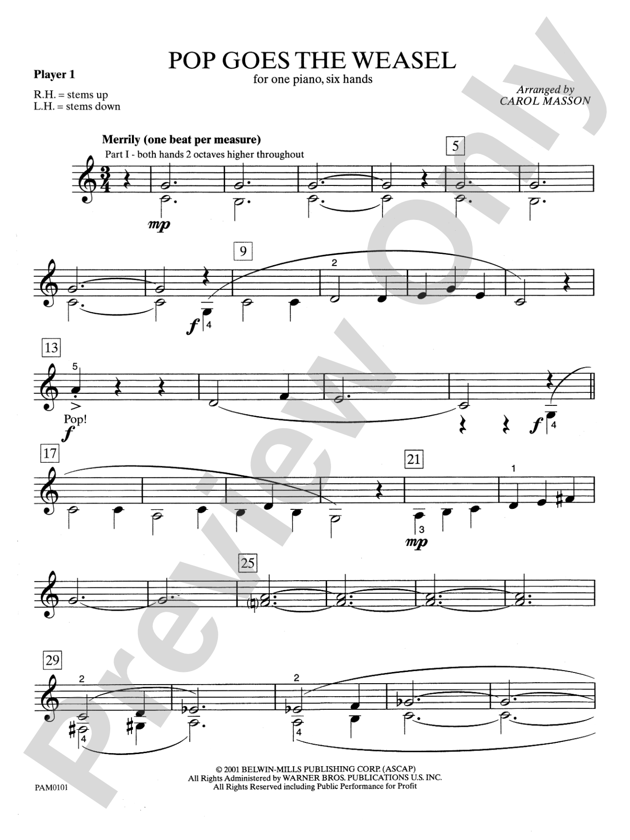 Pop Goes the Weasel - Piano Trio (1 Piano, 6 Hands): Piano