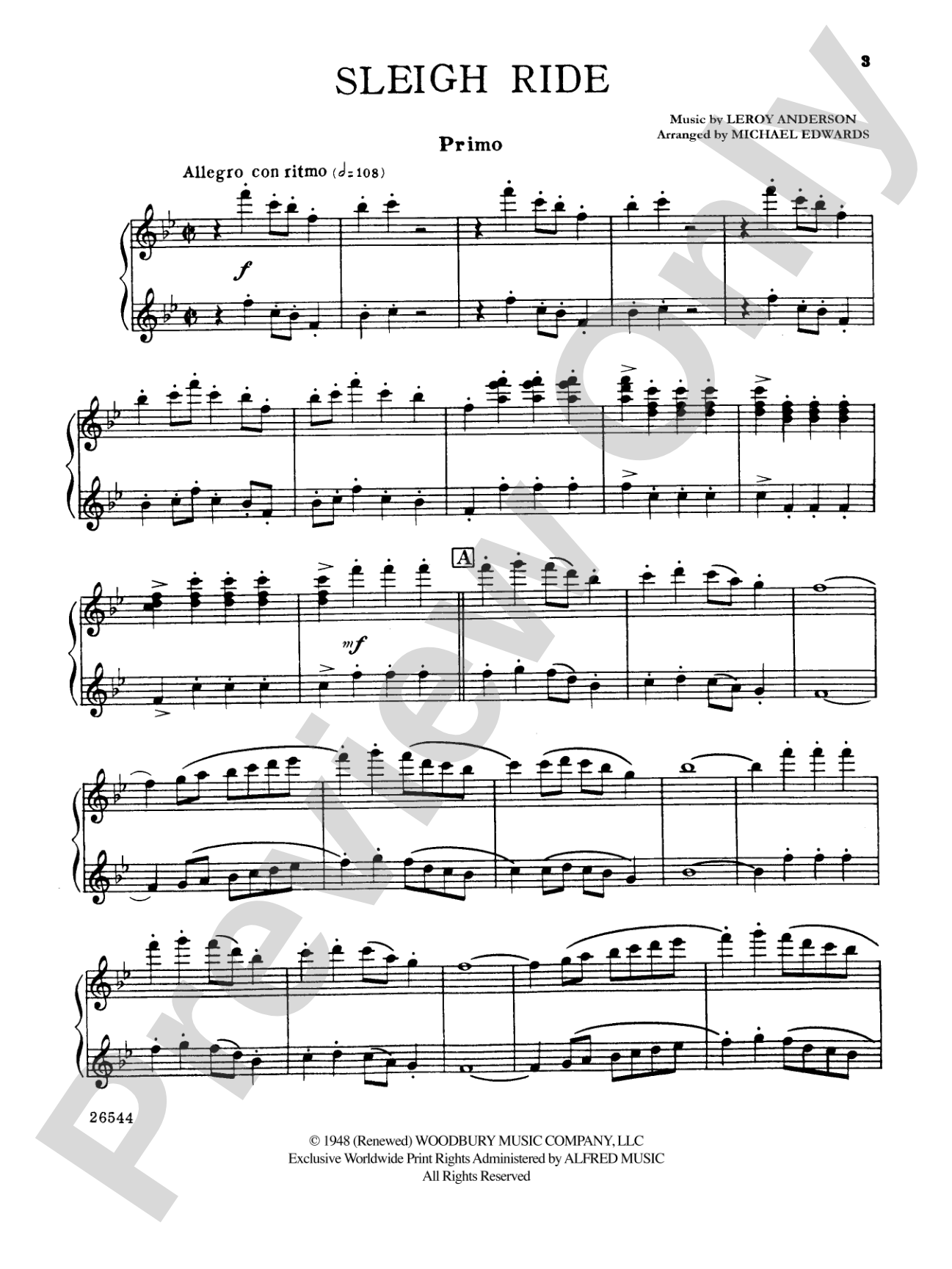 Sleigh Ride - Piano Duet (1 Piano, 4 Hands): Piano Duets & Four Hands