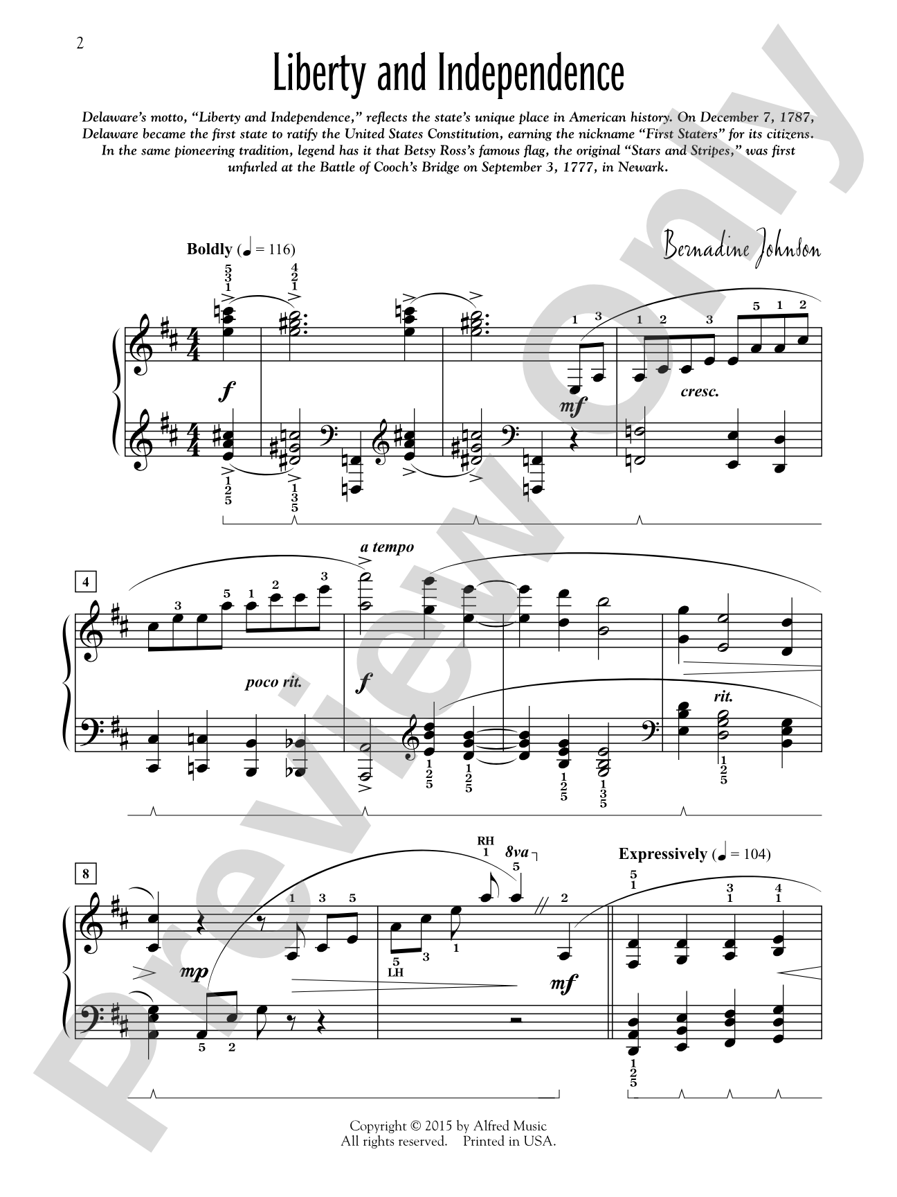 Delaware: The First State - Piano Suite: Piano