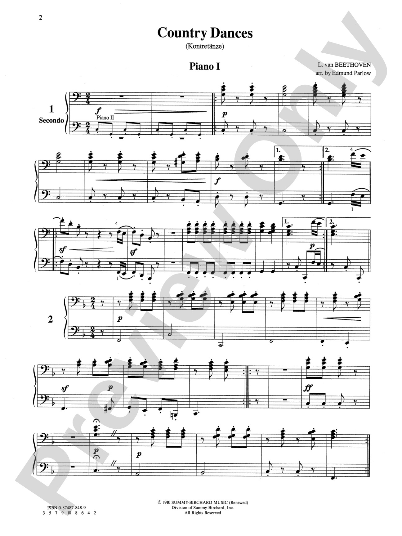 Country Dances - Piano Quartet (2 Pianos, 8 Hands): Piano