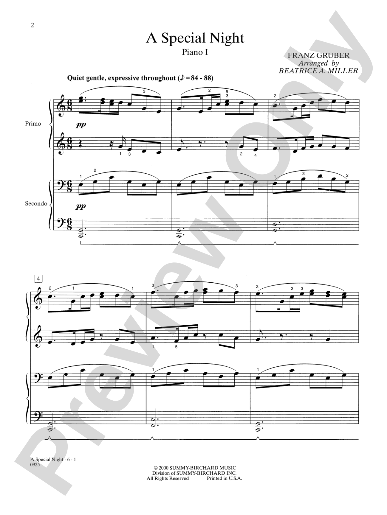 A Special Night: An Arrangement of Silent Night - Piano Quartet (2 Pianos, 8 Hands): Piano