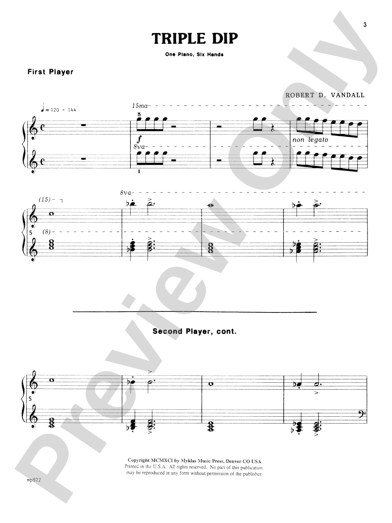 Triple Dip - Piano Trio (1 Piano, 6 Hands): Piano