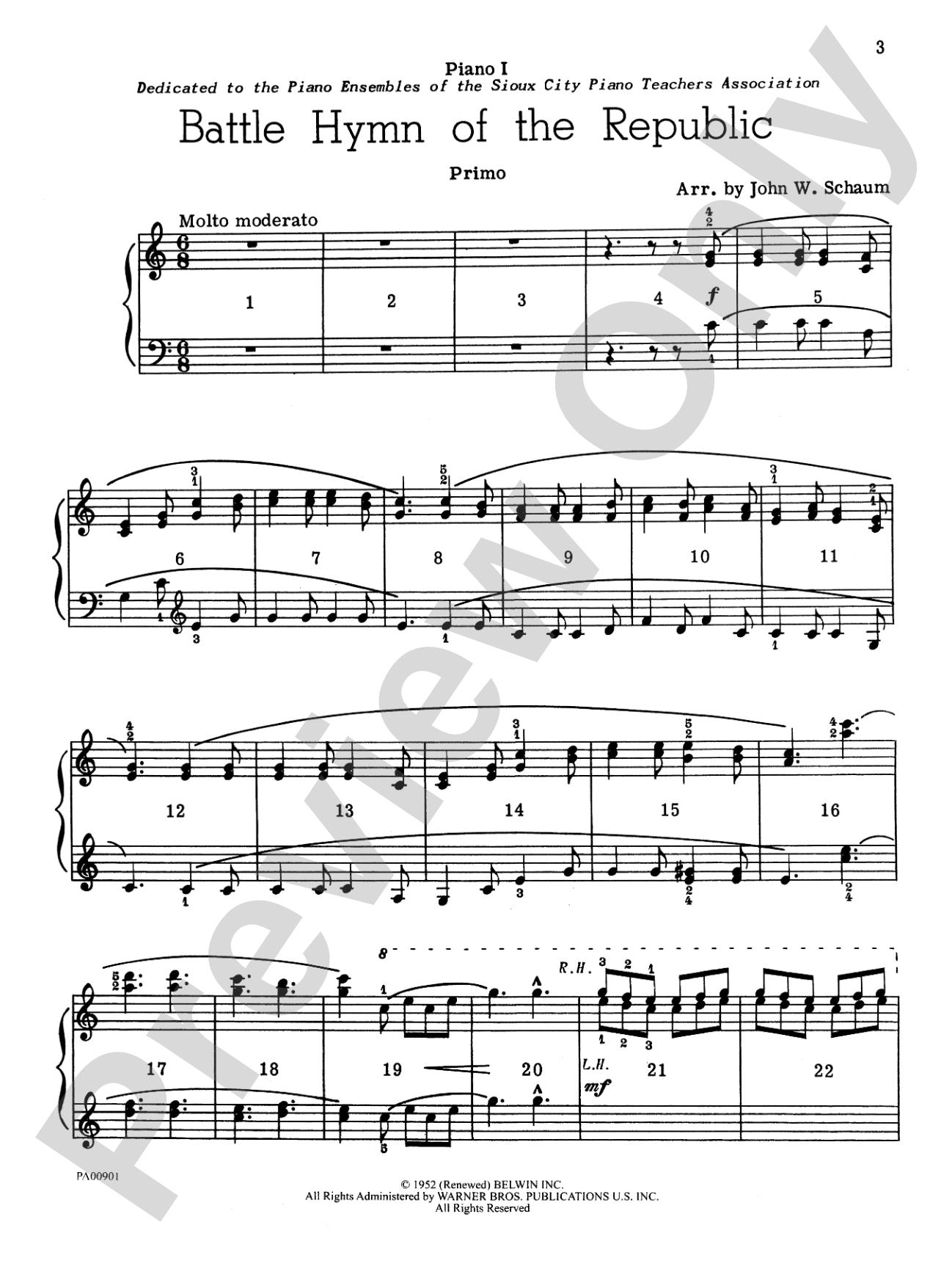 Battle Hymn of the Republic - Piano Quartet (2 Pianos, 8 Hands): Piano