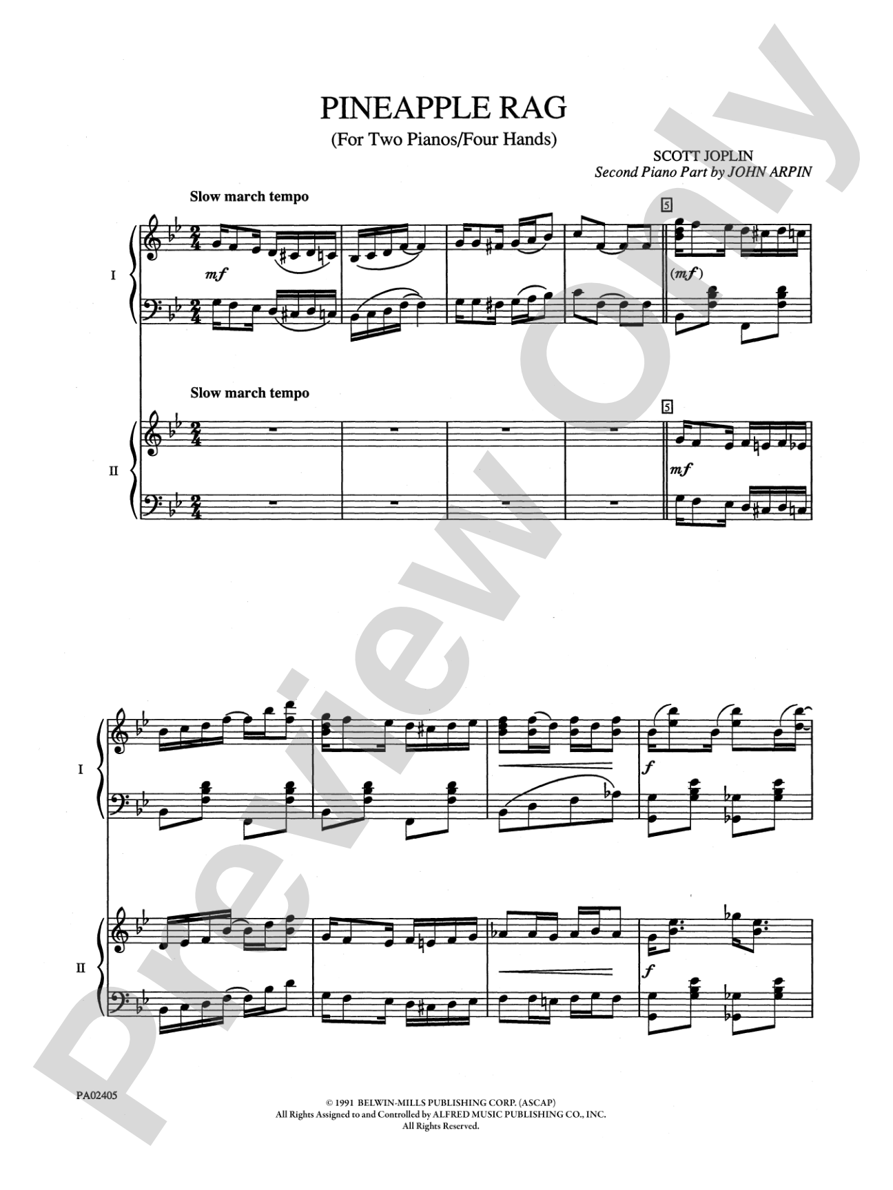 Pineapple Rag - Piano Duo (2 Pianos, 4 Hands): Piano Duets & Four Hands