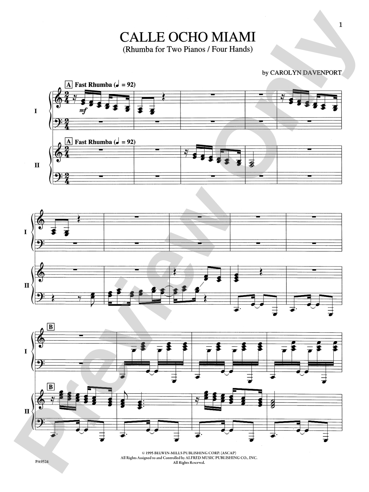 Calle Ocho Miami: Rhumba for Two Pianos / Four Hands: Piano Duets & Four Hands