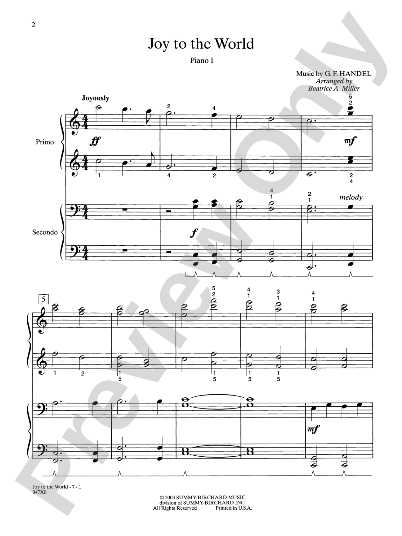 Joy to the World - Piano Quartet (2 Pianos, 8 Hands): Piano