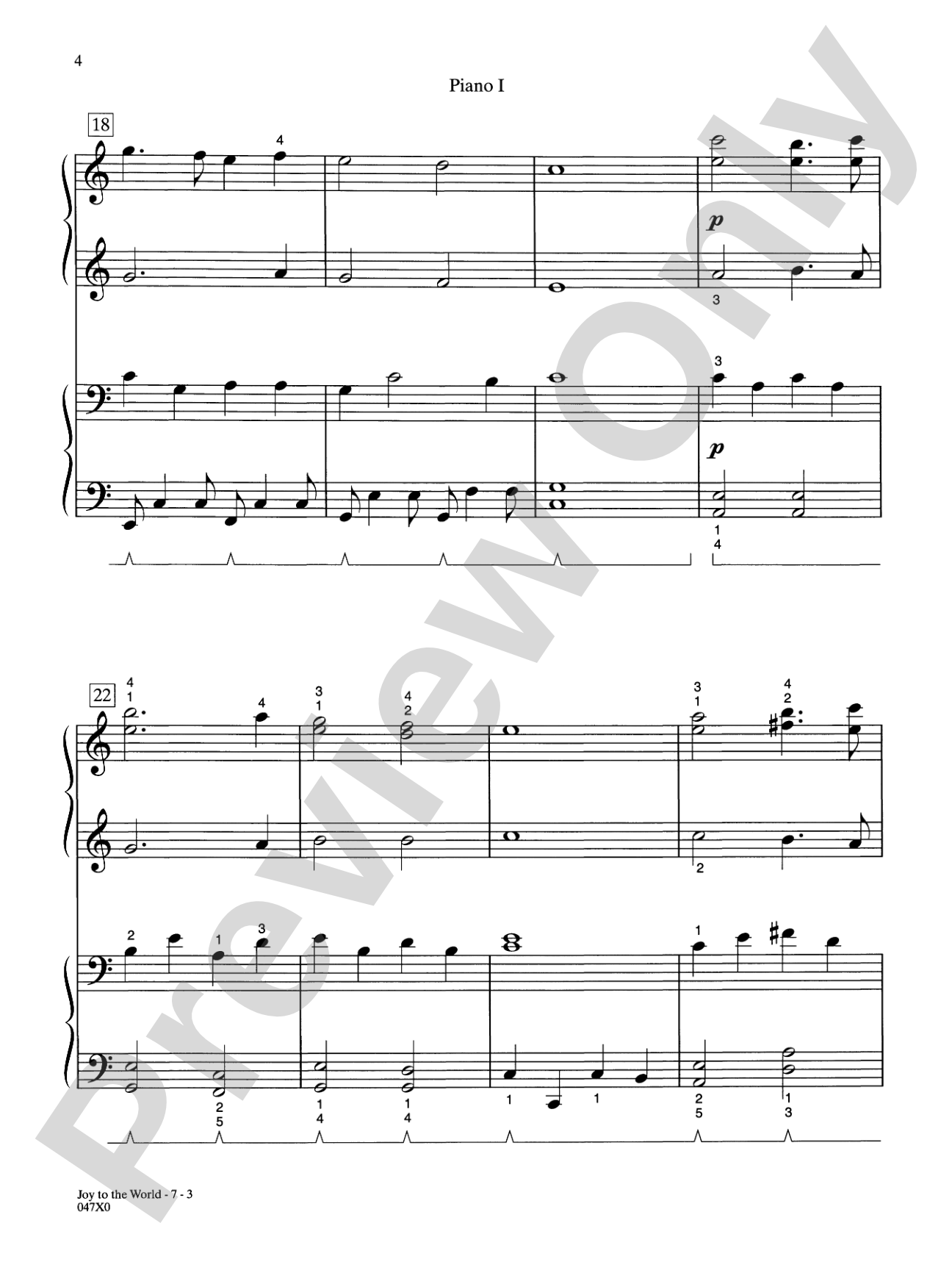 Joy to the World - Piano Quartet (2 Pianos, 8 Hands): Piano