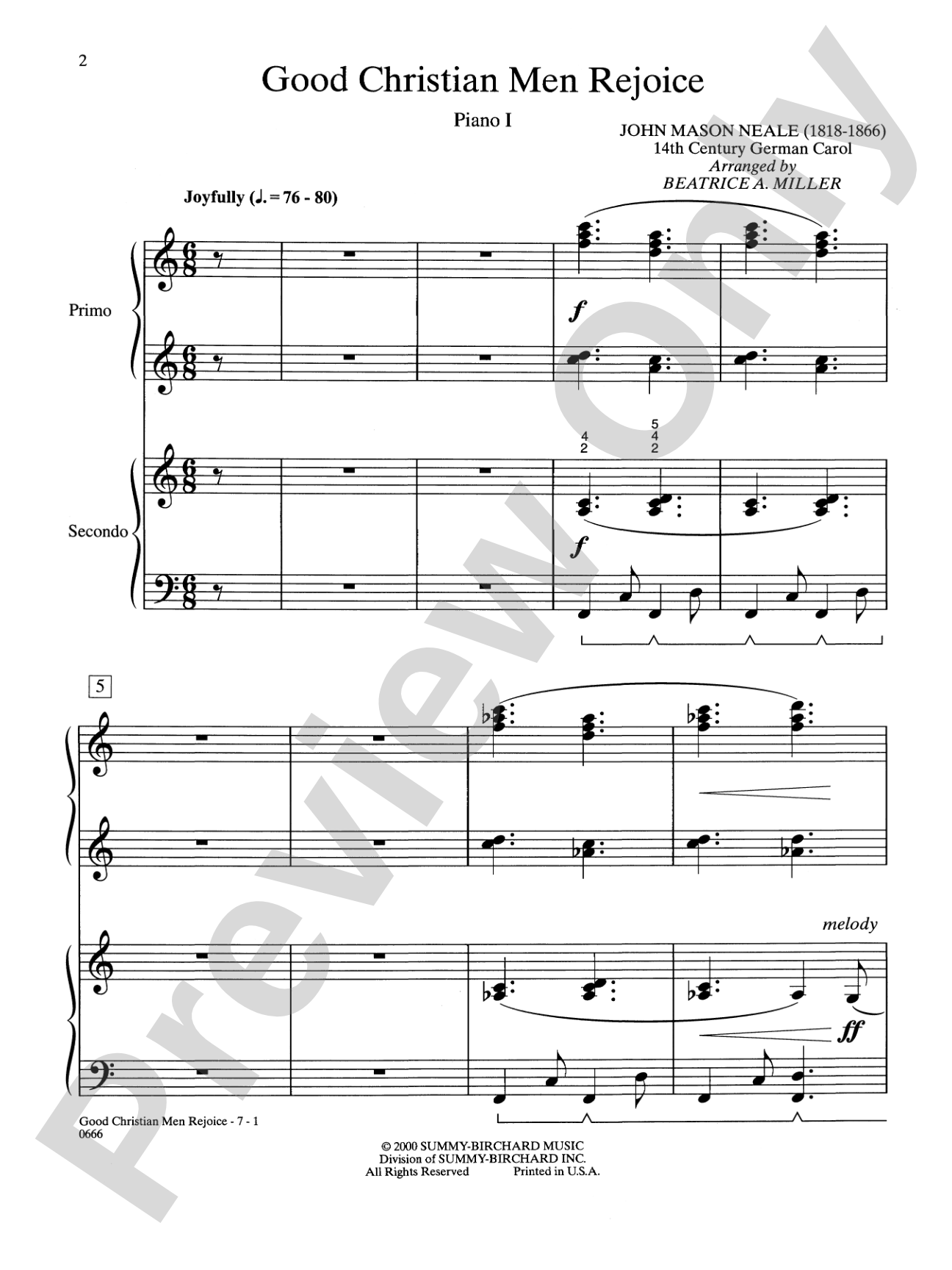 Good Christian Men Rejoice - Piano Quartet (2 Pianos, 8 Hands): Piano