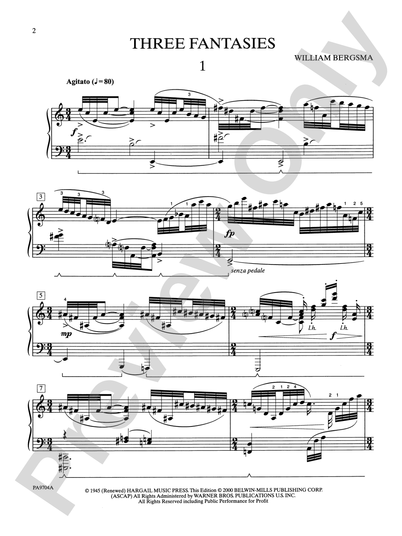 Three Fantasies - Piano Solo: Piano