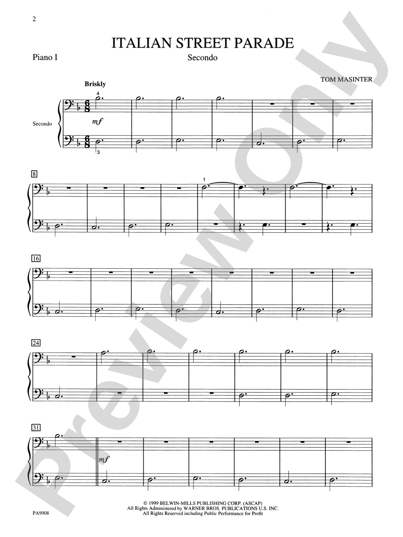 Italian Street Parade - Piano Quartet (2 Pianos, 8 Hands): Piano