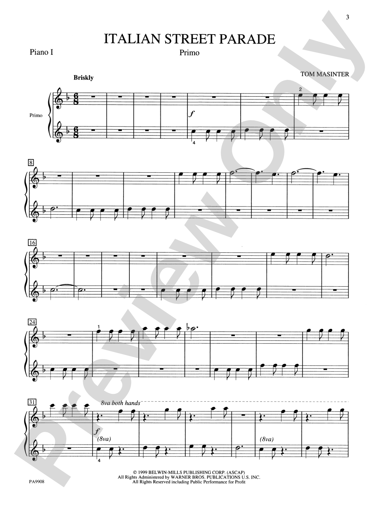 Italian Street Parade - Piano Quartet (2 Pianos, 8 Hands): Piano
