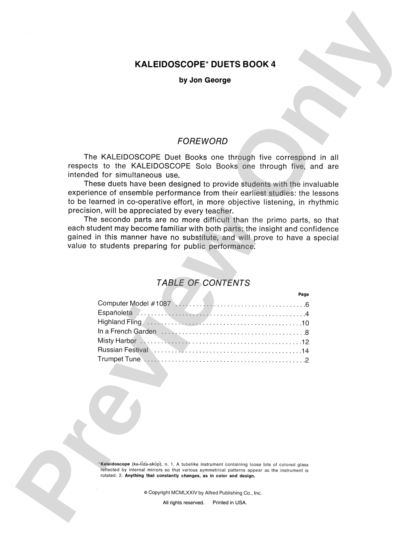 Kaleidoscope Duets, Book 4: A Sparkling Collection of Graded Pieces for the Progressing Piano Student: Piano Duets & Four Hands