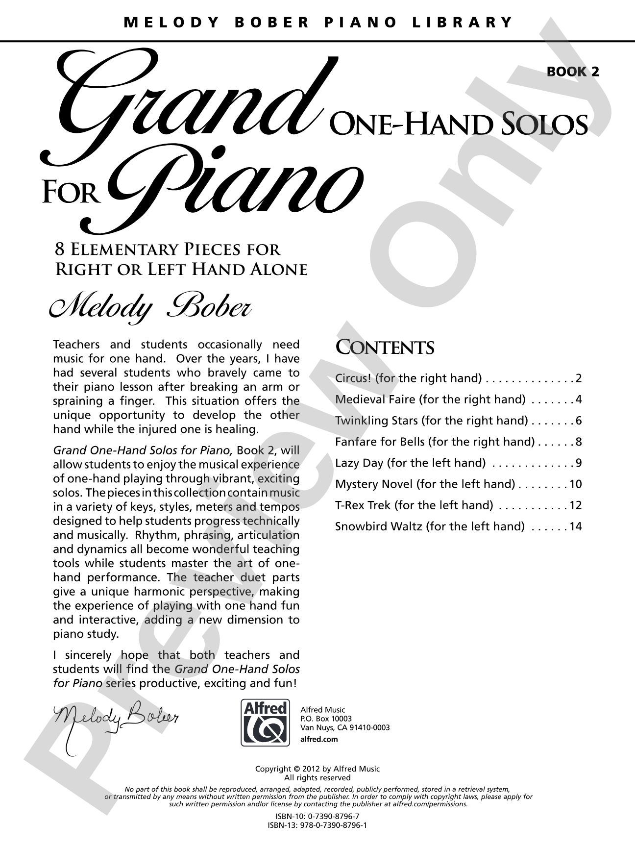 Grand One-Hand Solos for Piano, Book 2: 8 Elementary Pieces for Right or Left Hand Alone: Piano