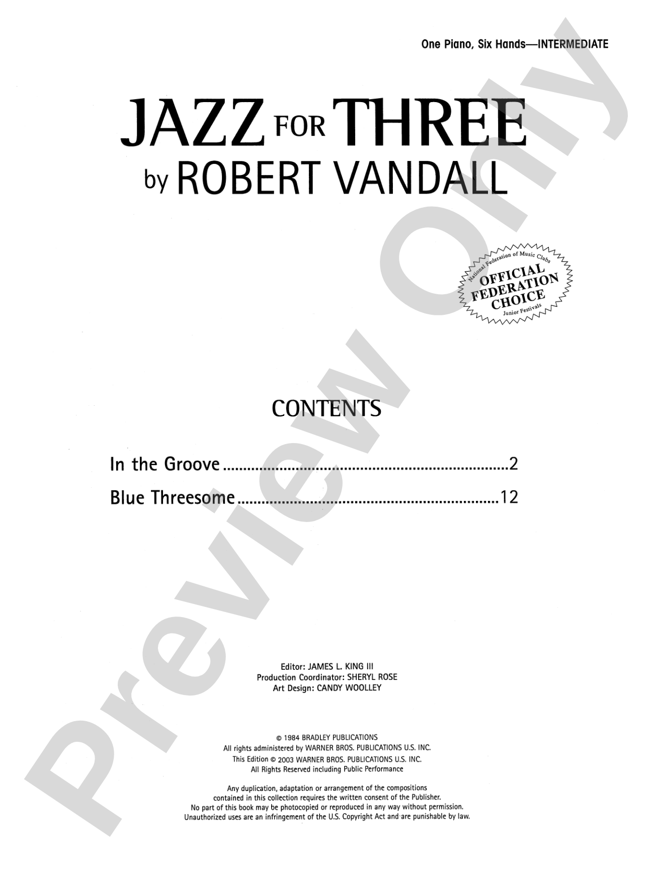 Jazz for Three - Piano Trio (1 Piano, 6 Hands): Piano