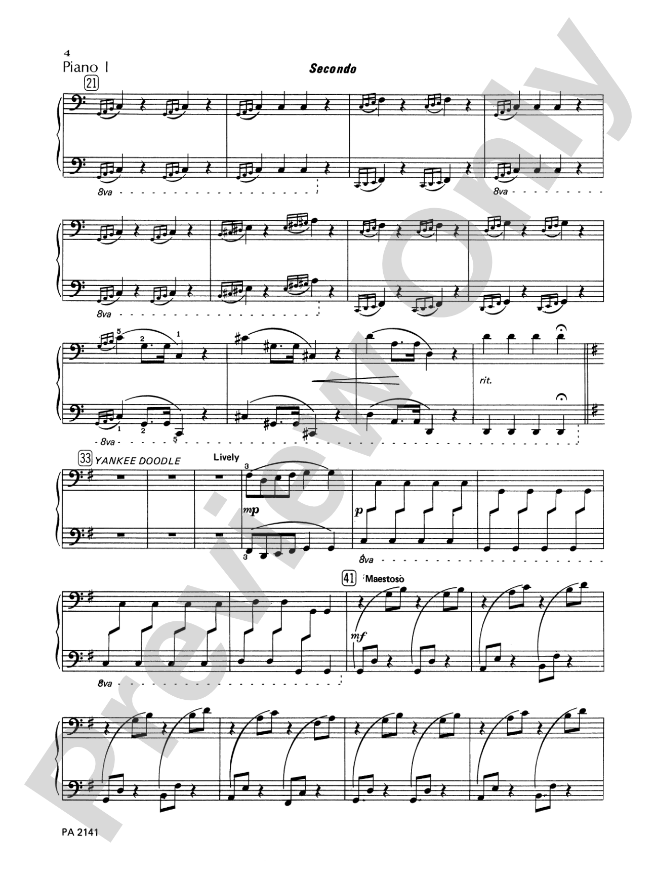 Patriotic Medley - Piano Quartet (2 Pianos, 8 Hands): Piano