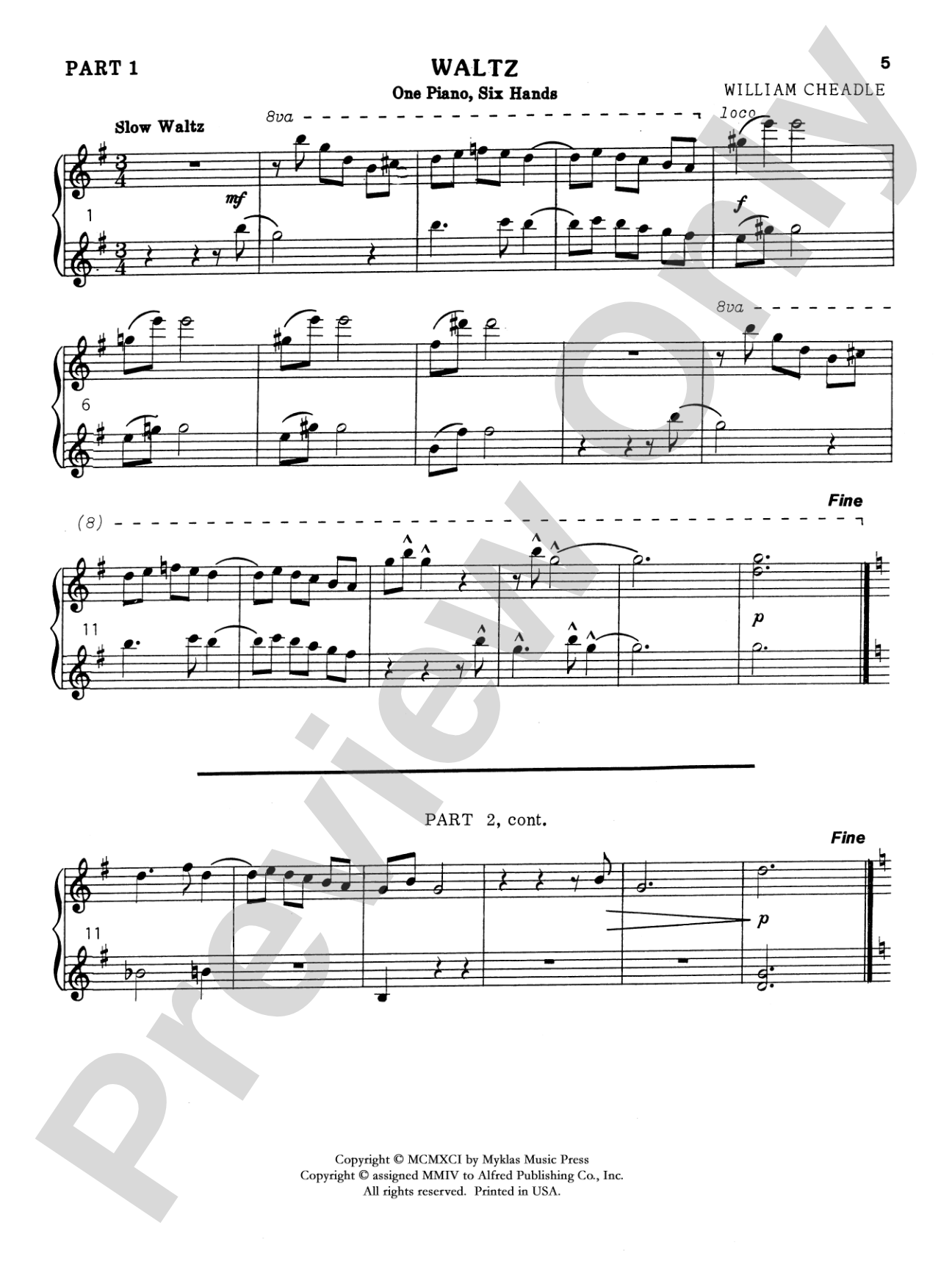 Six for Three - Piano Trio (1 Piano, 6 Hands): Piano