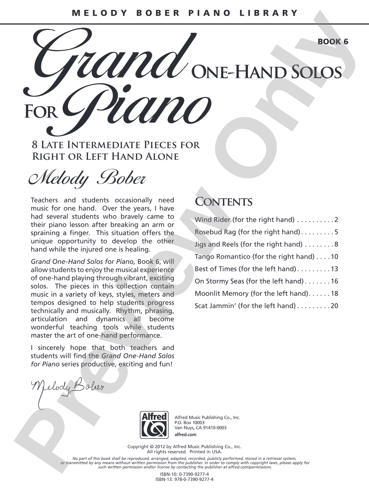 Grand One-Hand Solos for Piano, Book 6: 8 Late Intermediate Pieces for Right or Left Hand Alone: Piano