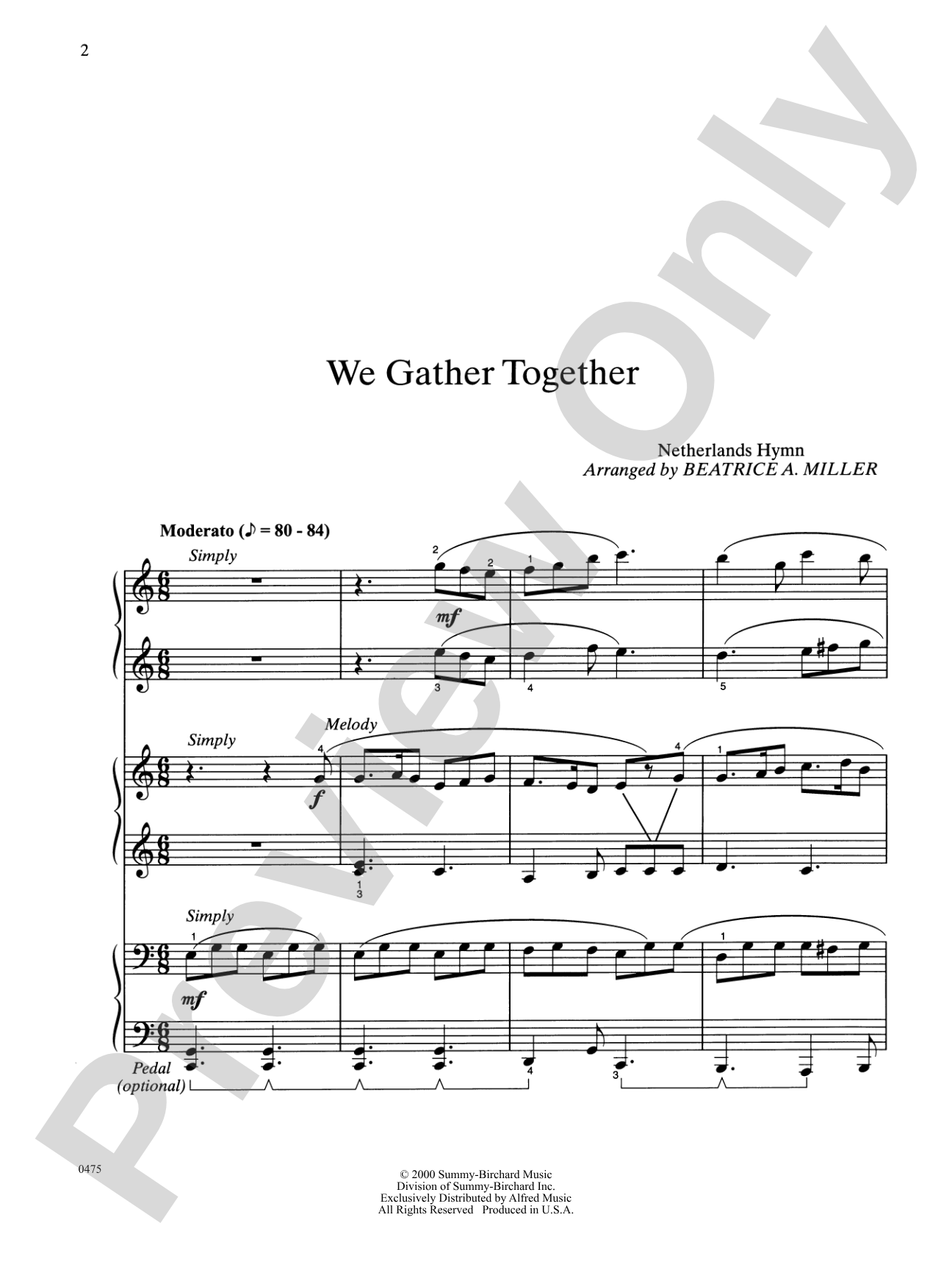 We Gather Together - Piano Trio (1 Piano, 6 Hands): Piano
