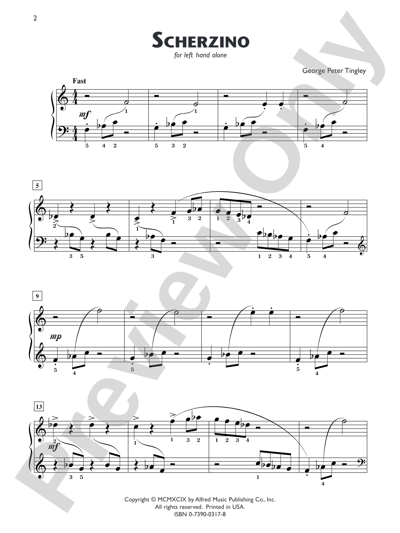 Scherzino (for left hand alone) - Piano Solo: Piano