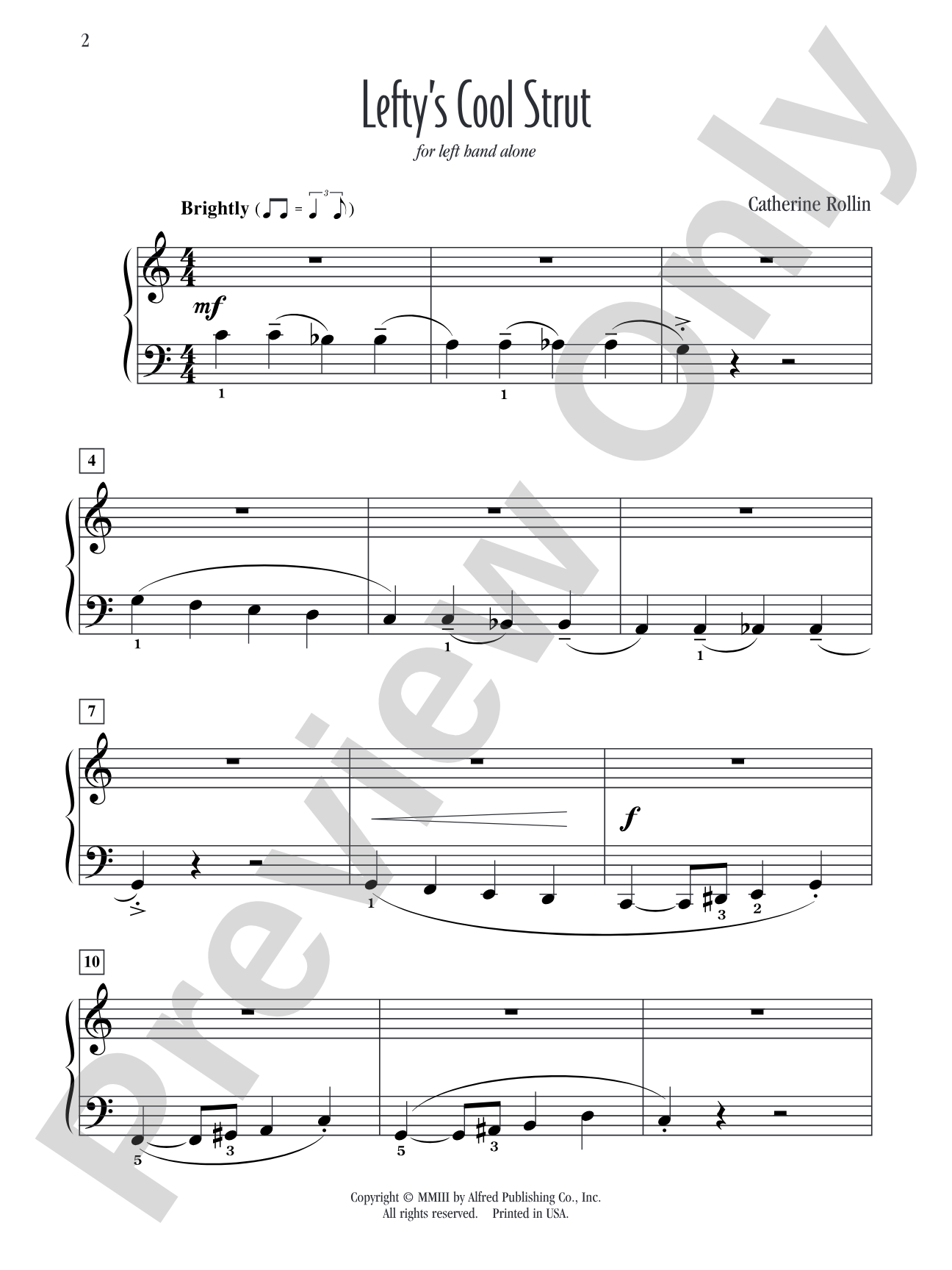 Lefty's Cool Strut - Piano Solo: Piano