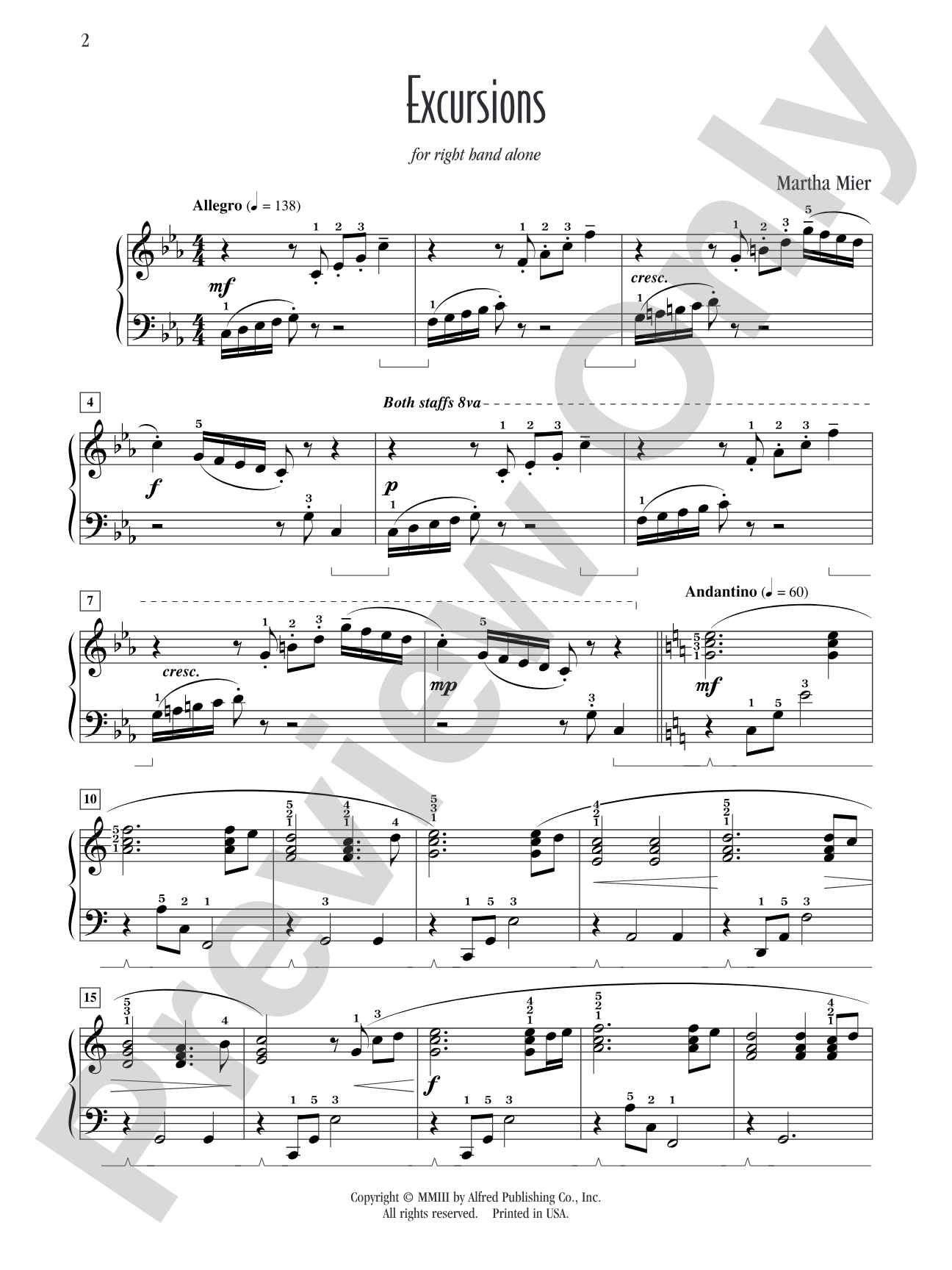 Excursions (for right hand alone) - Piano Solo: Piano