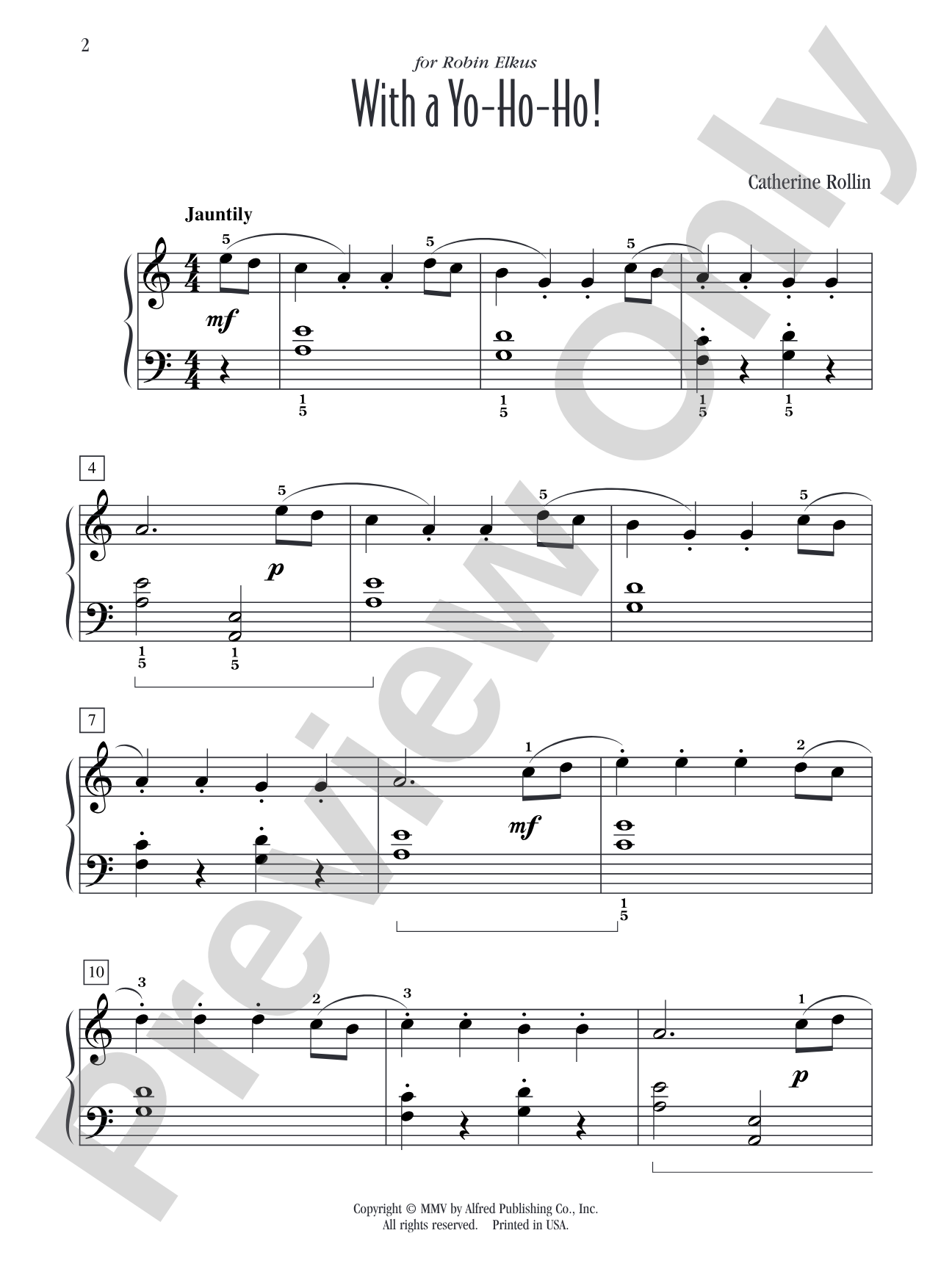 With a Yo-Ho-Ho! - Piano Solo: Piano