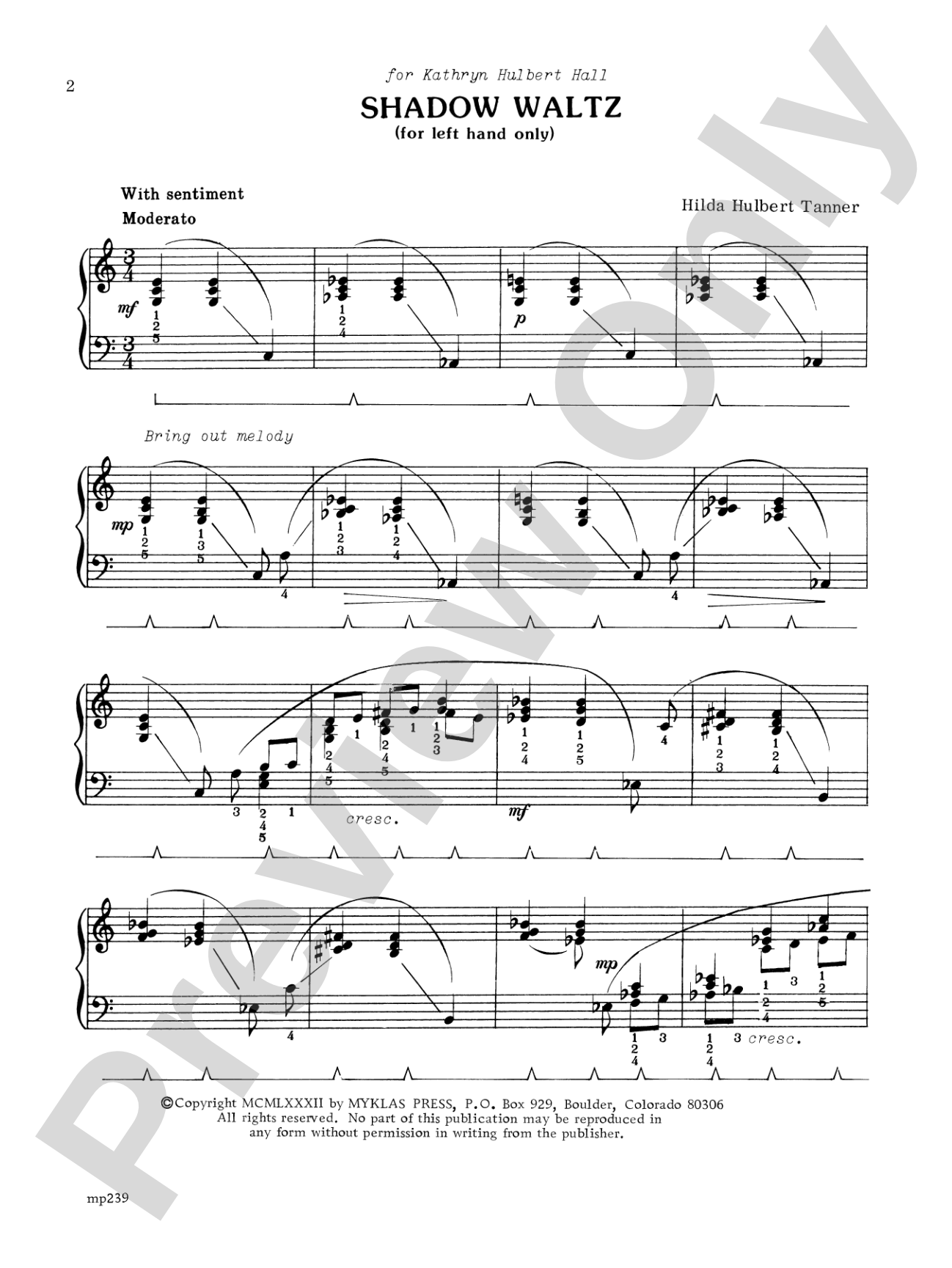 Shadow Waltz (for left hand alone) - Piano Solo: Piano