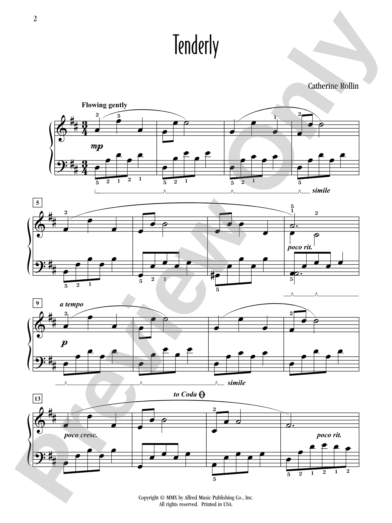 Tenderly - Piano Solo: Piano