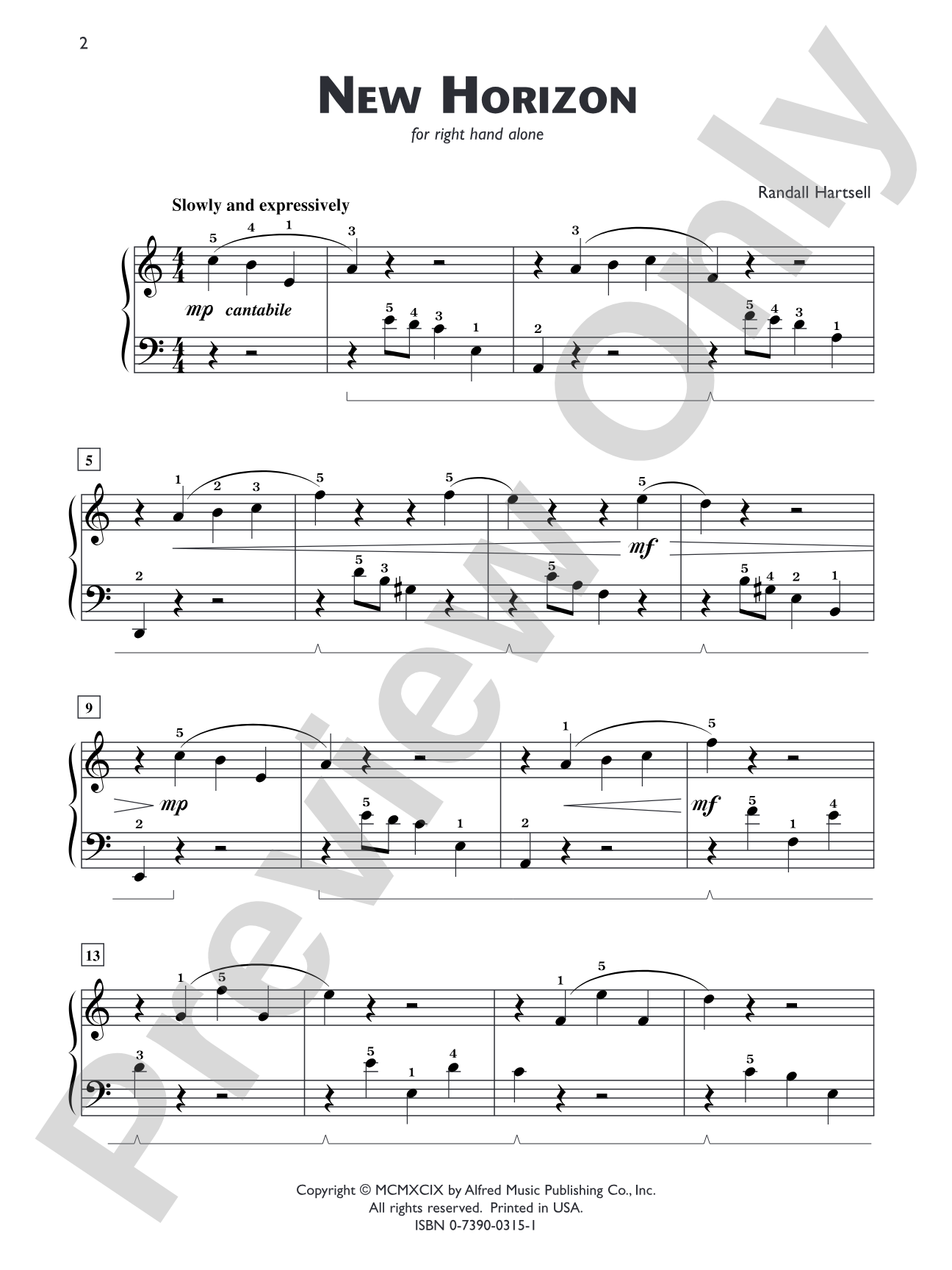 New Horizon (for right hand alone) - Piano Solo: Piano