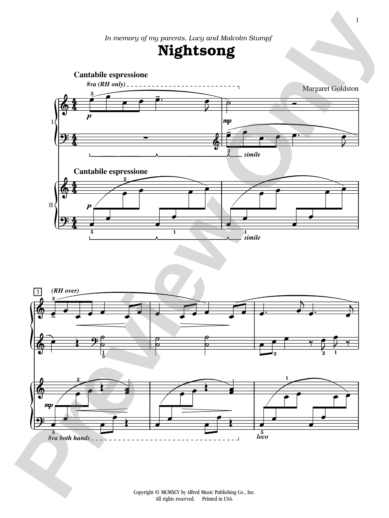 Nightsong - Piano Duo (2 Pianos, 4 Hands): Piano Duets & Four Hands