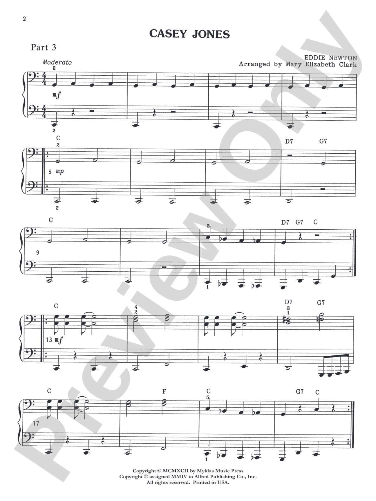 Casey Jones - Piano Trio (1 Piano, 6 Hands): Piano