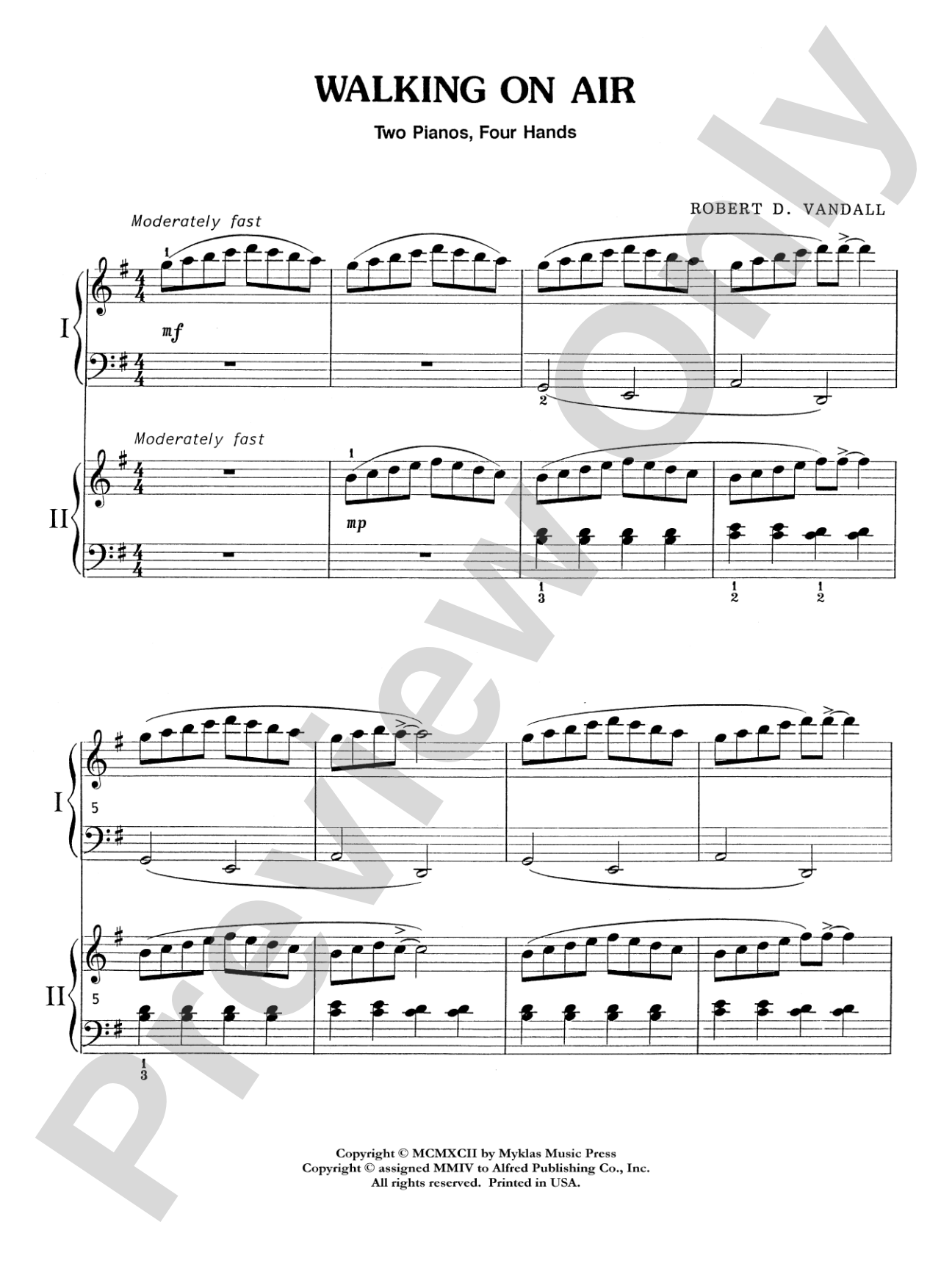 Walking on Air - Piano Duo (2 Pianos, 4 Hands): Piano Duets & Four Hands