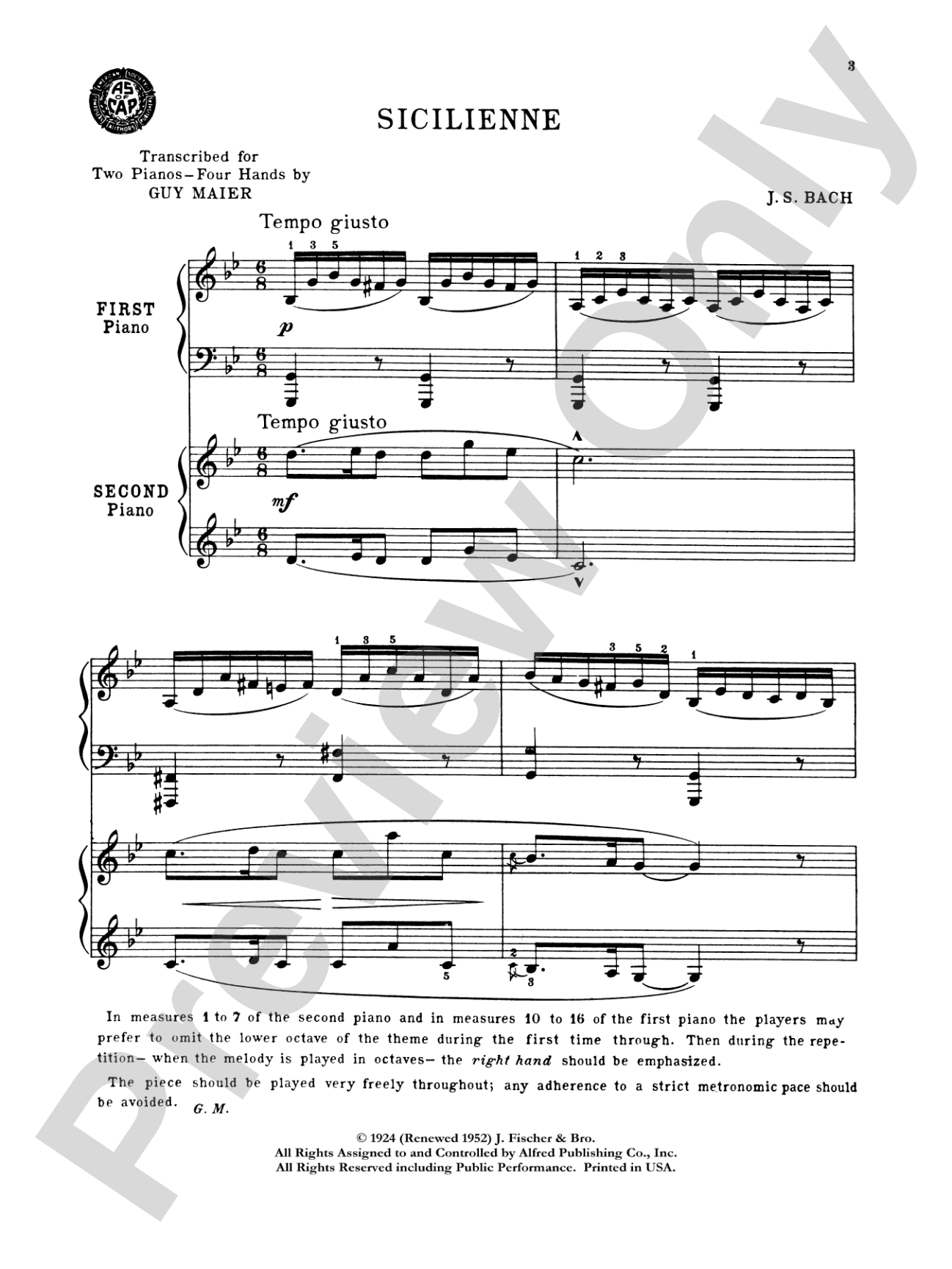 Sicilienne - Piano Duo (2 Pianos, 4 Hands): Piano Duets & Four Hands