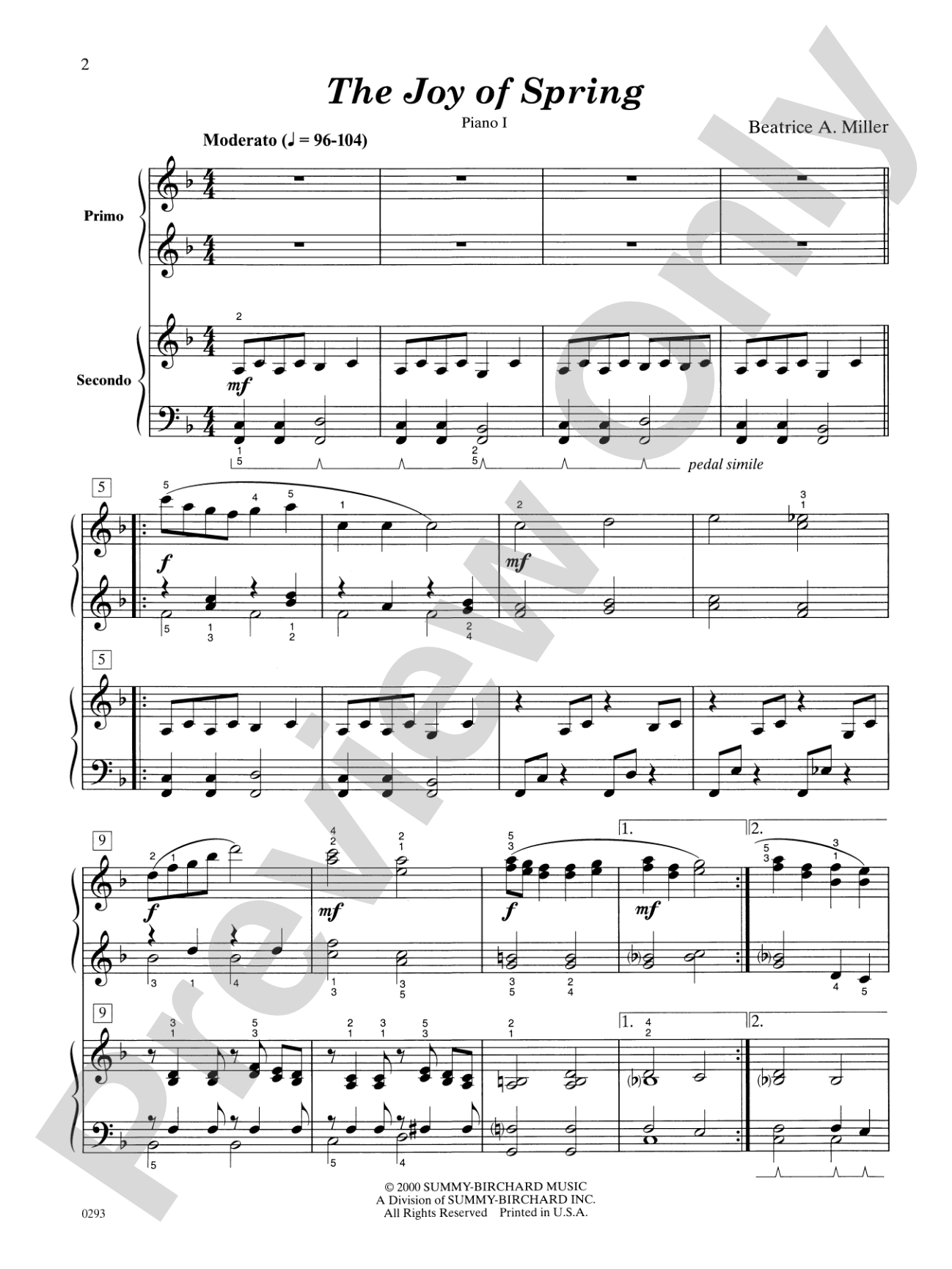 The Joy of Spring - Piano Quartet (2 Pianos, 8 Hands): Piano