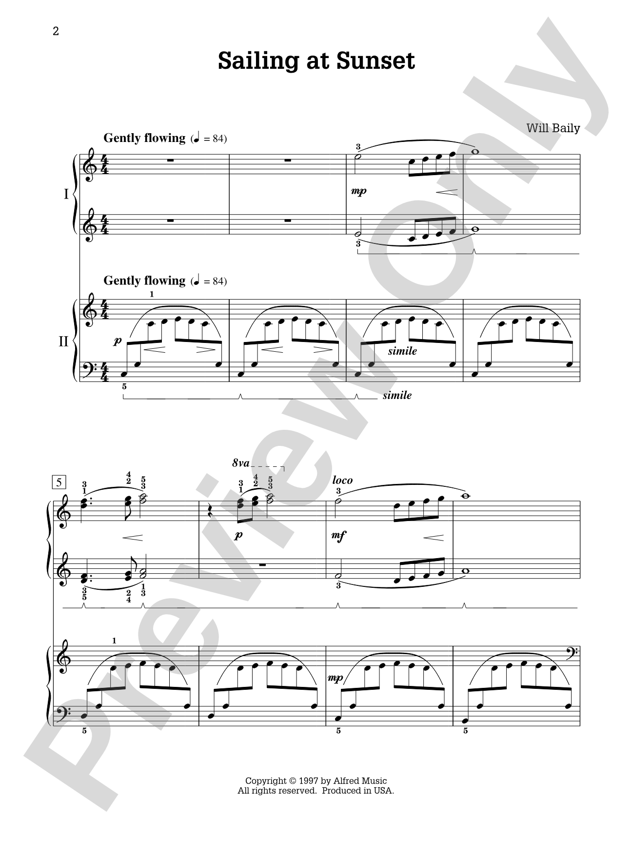 Sailing at Sunset - Piano Duo (2 Pianos, 4 Hands): Piano Duets & Four Hands