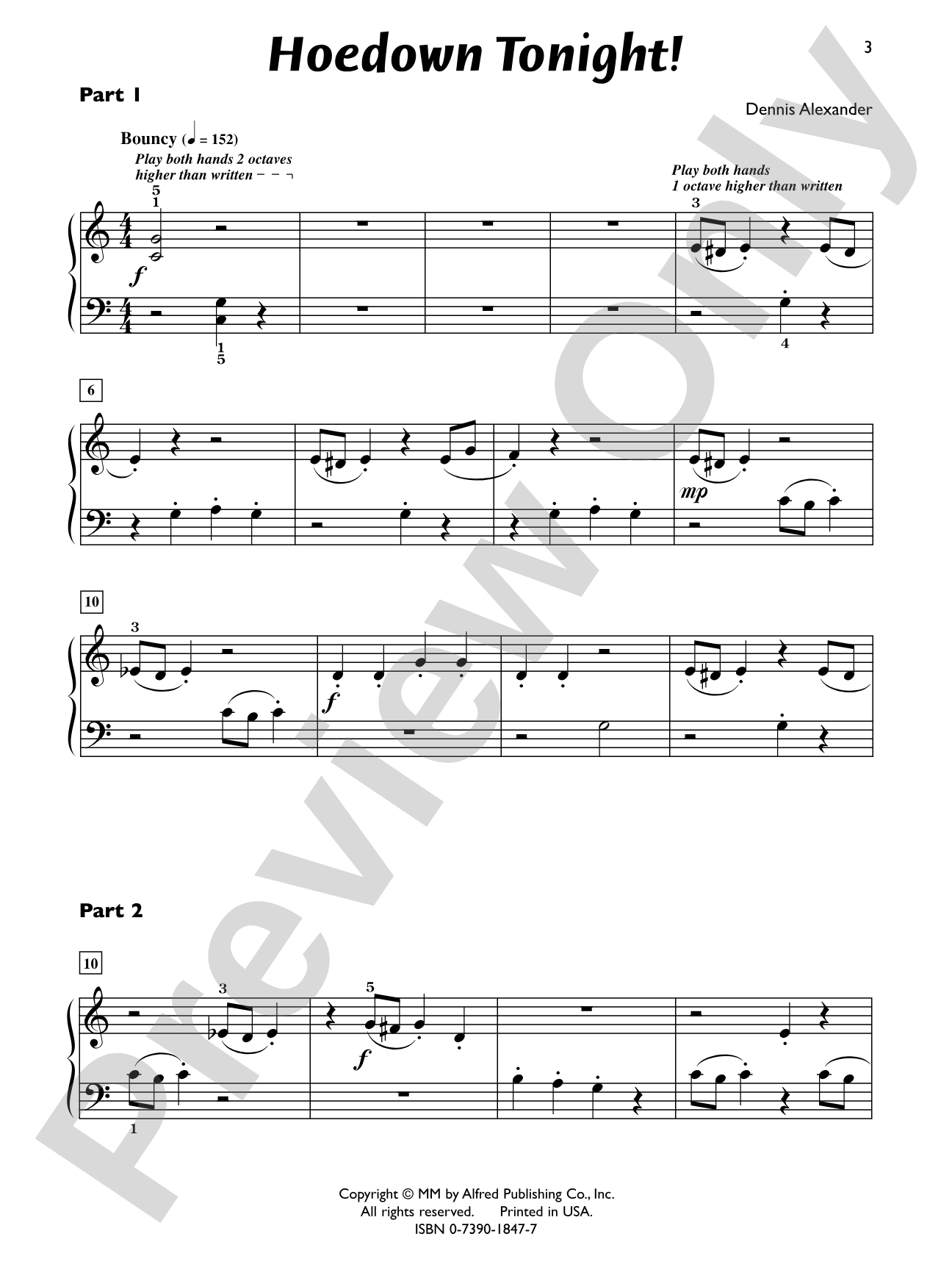 Hoedown Tonight! - Piano Trio (1 Piano, 6 Hands): Piano
