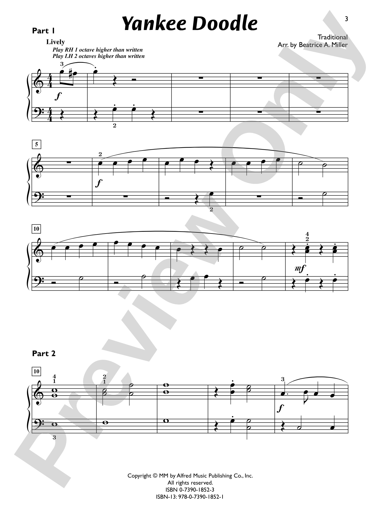 Yankee Doodle - Piano Trio (1 Piano, 6 Hands): Piano Duets & Four Hands