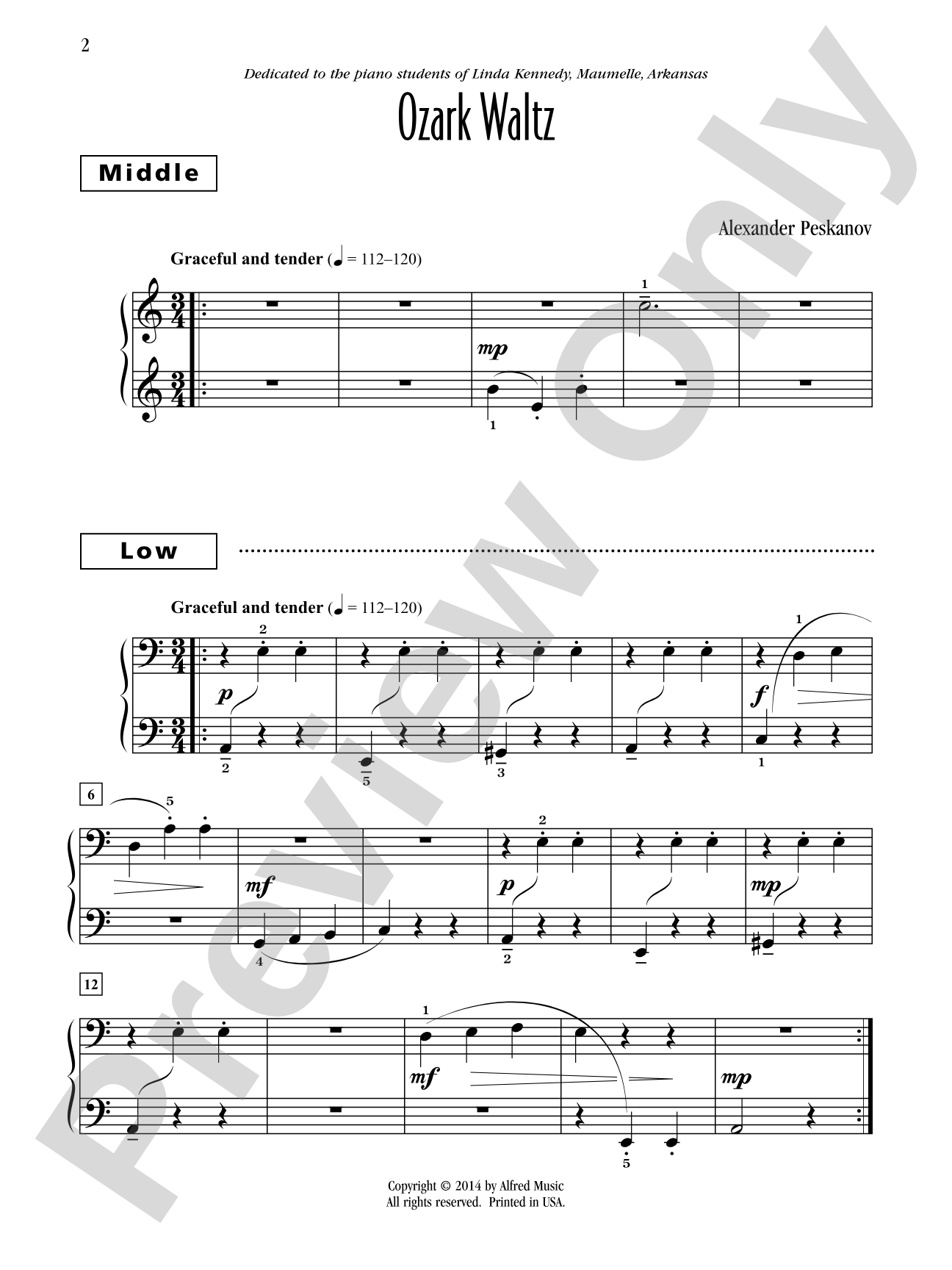 Ozark Waltz - Piano Trio (1 Piano, 6 Hands): Piano