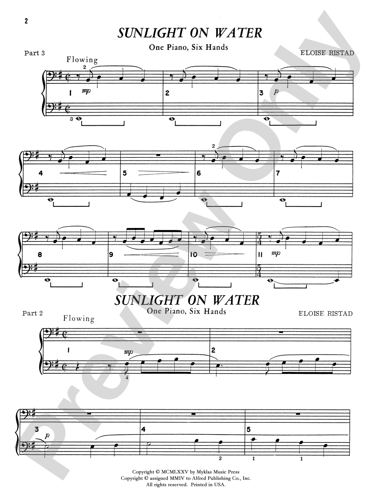 Sunlight on Water - Piano Trio (1 Piano, 6 Hands): Piano