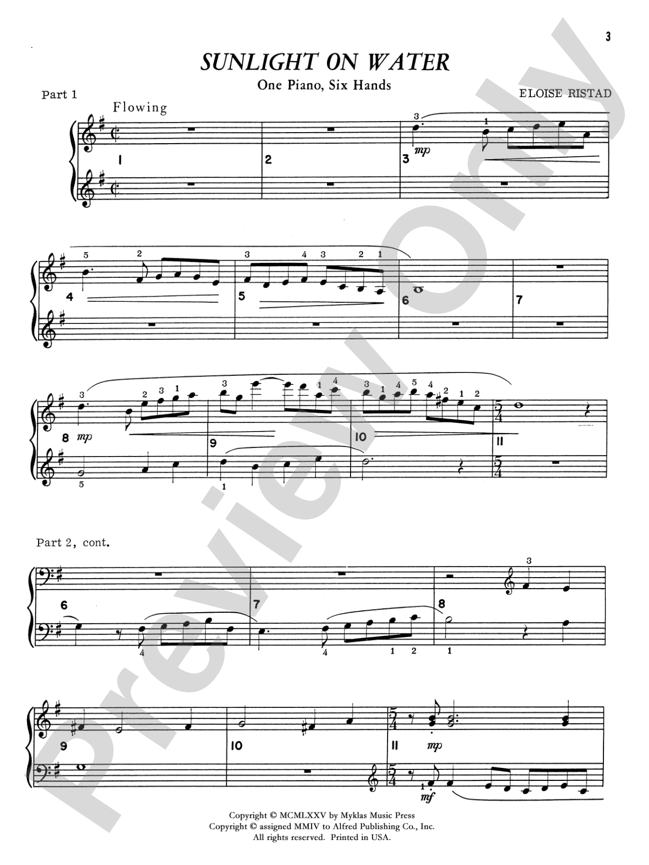 Sunlight on Water - Piano Trio (1 Piano, 6 Hands): Piano