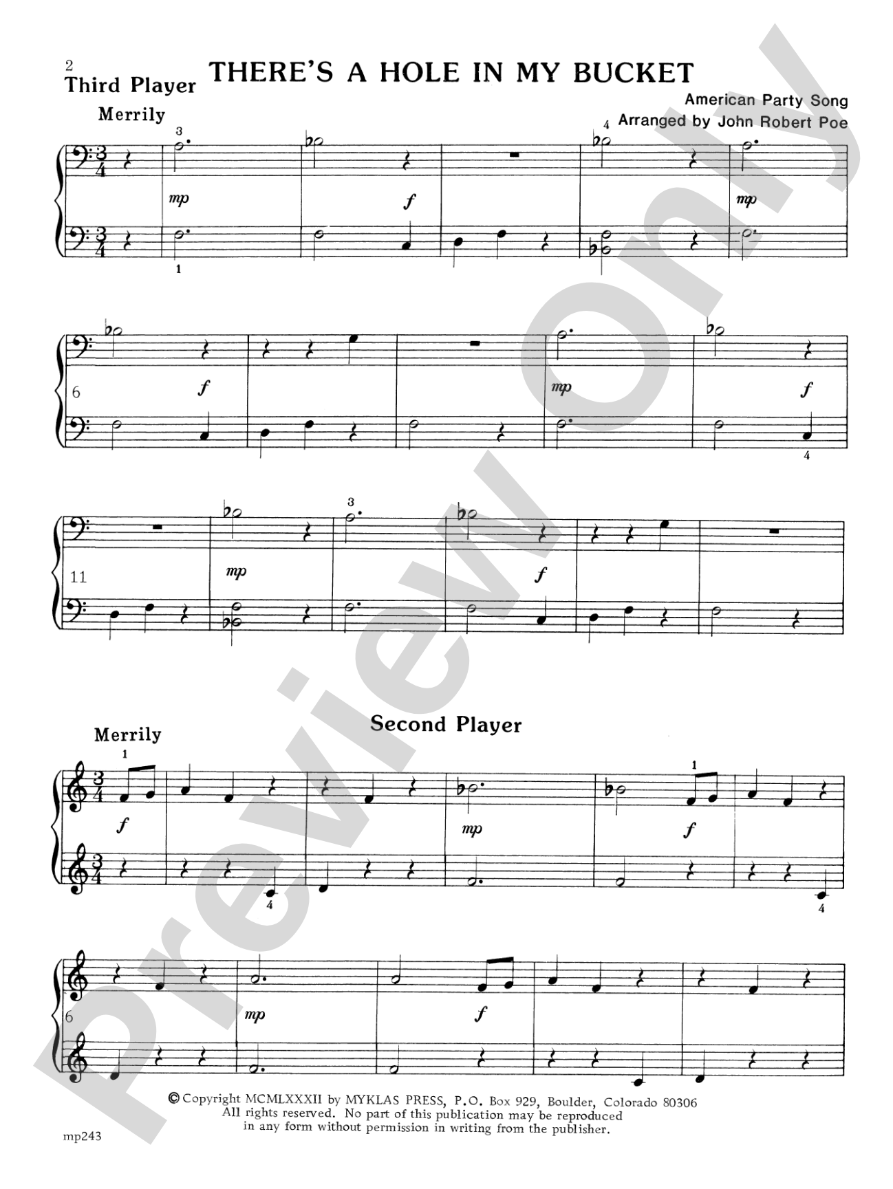 Two Play-Party Songs - Piano Trio (1 Piano, 6 Hands): Piano