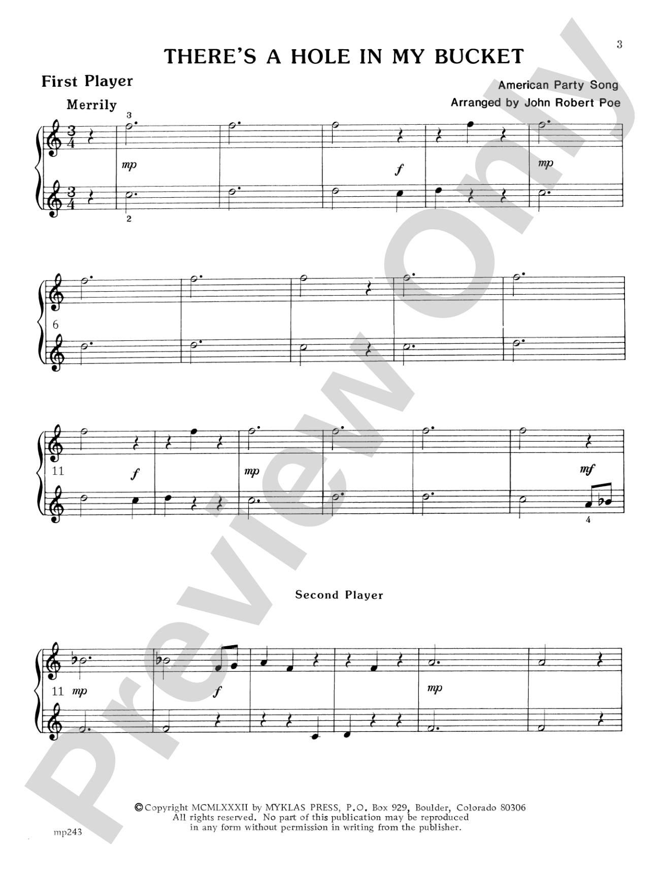 Two Play-Party Songs - Piano Trio (1 Piano, 6 Hands): Piano