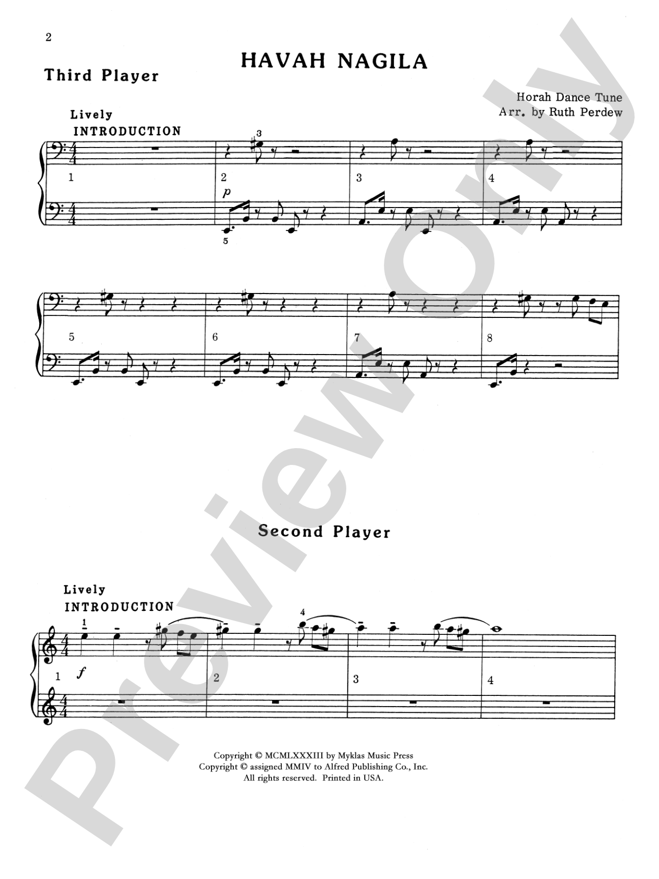 Havah Nagila - Piano Trio (1 Piano, 6 Hands): Piano