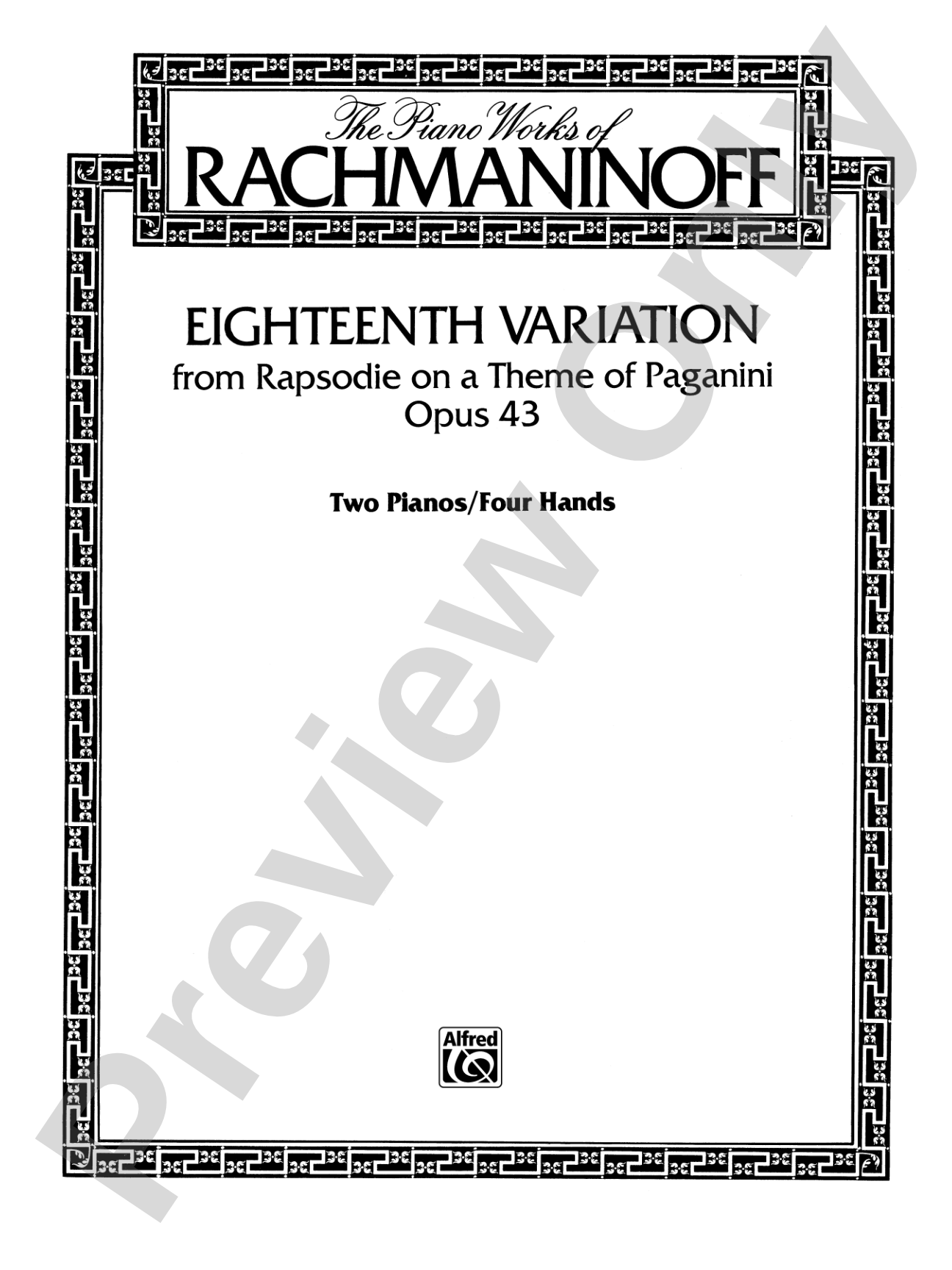 Eighteenth Variation: From Rapsodie on a Theme of Paganini, Op. 43 - Piano Duo (2 Pianos, 4 Hands): Piano Duets & Four Hands