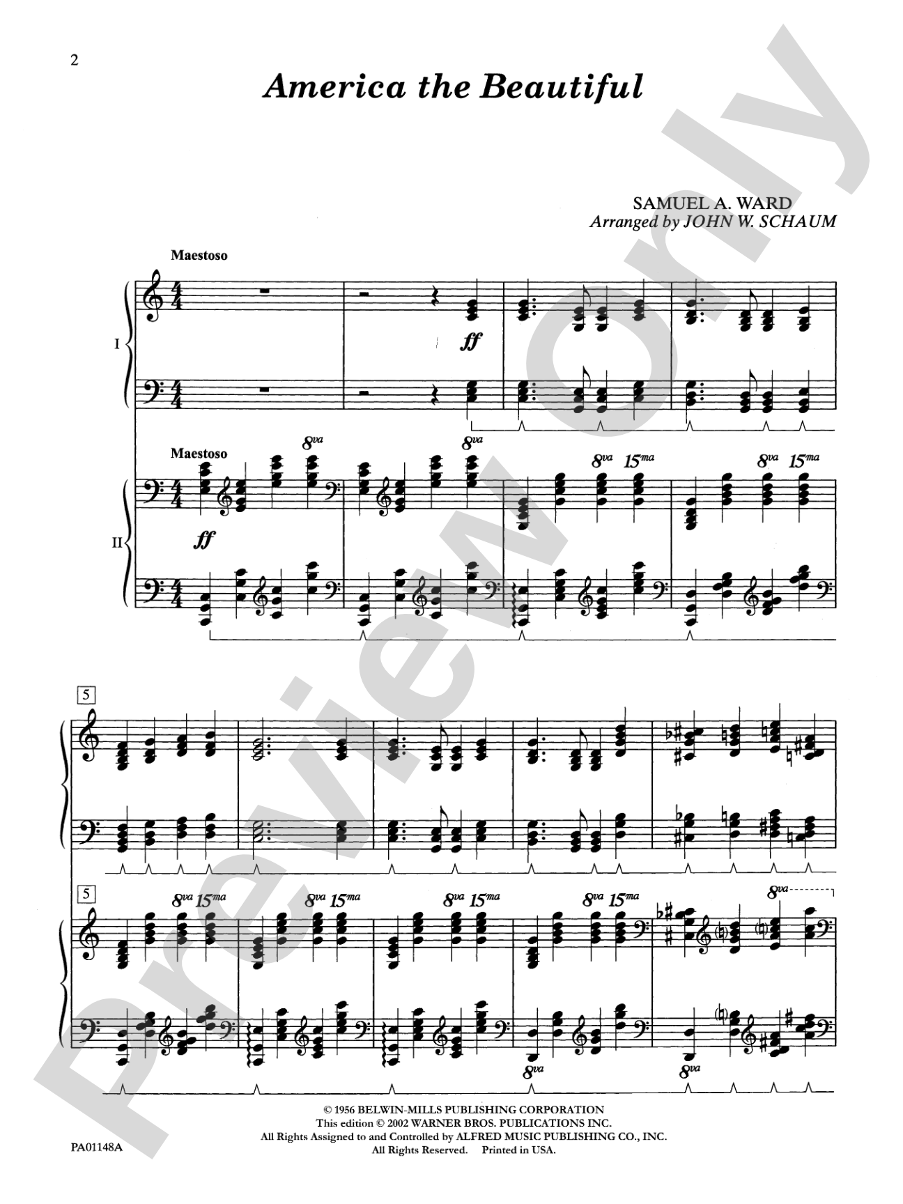 America the Beautiful - Piano Duo (2 Pianos, 4 Hands): Piano Duets & Four Hands