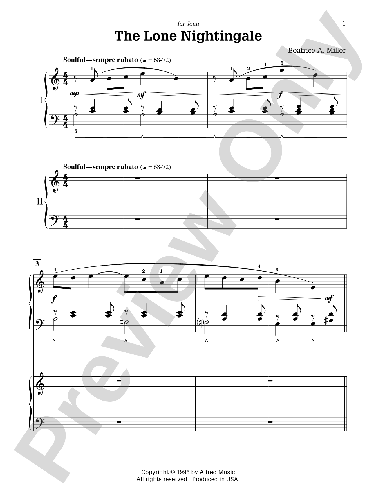 The Lone Nightingale - Piano Duo (2 Pianos, 4 Hands): Piano Duets & Four Hands