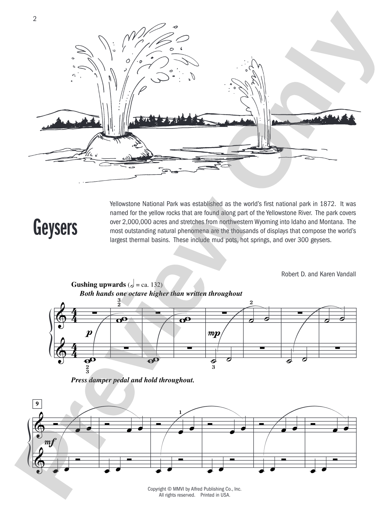 Let's Visit Yellowstone!: 2 Pieces with Corresponding Musical Activity Pages for Late Elementary Pianists: Piano