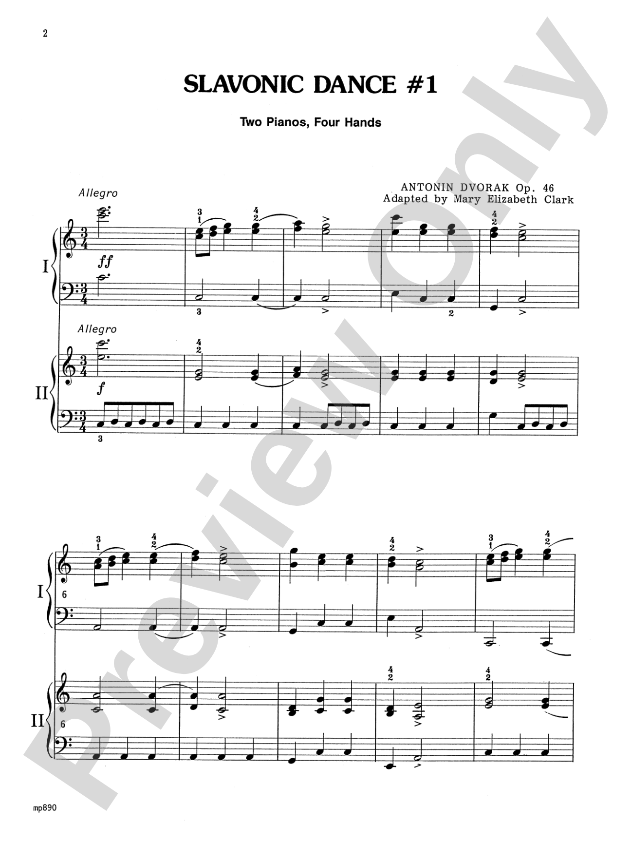 Slavonic Dance No. 1 - Piano Duo (2 Pianos, 4 Hands): Piano Duets & Four Hands
